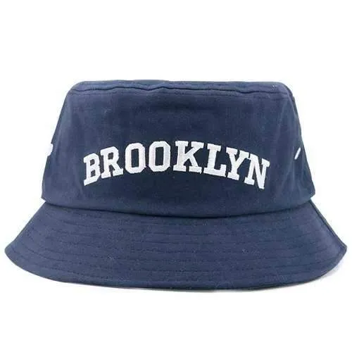 Flat Top Letters Embroidery Bucket Hat - Cadetblue