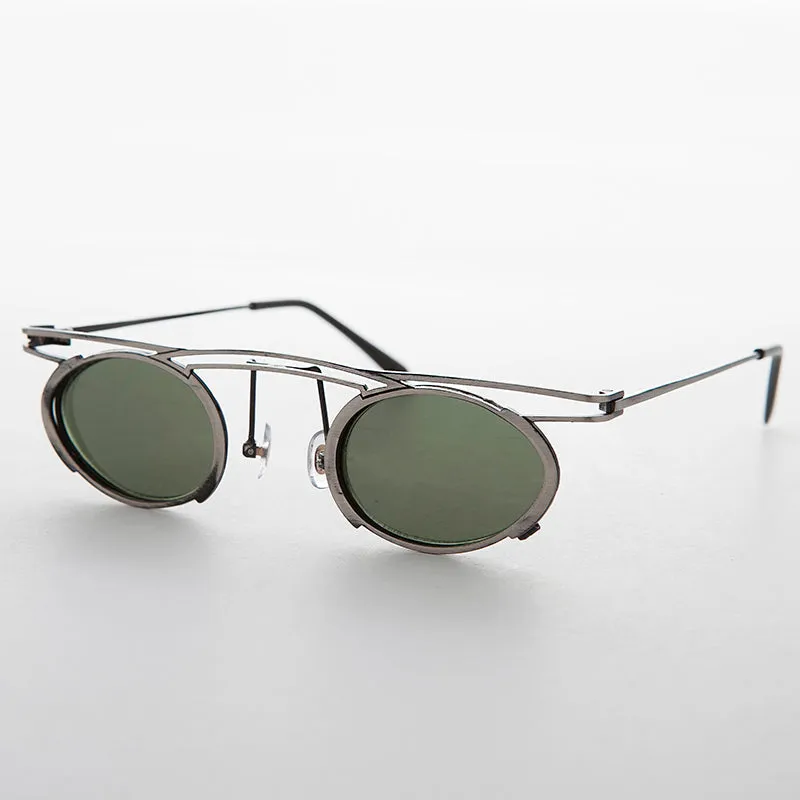 Floating Oval Lens Edwardian Steampunk Vintage Sunglass - Zebulon