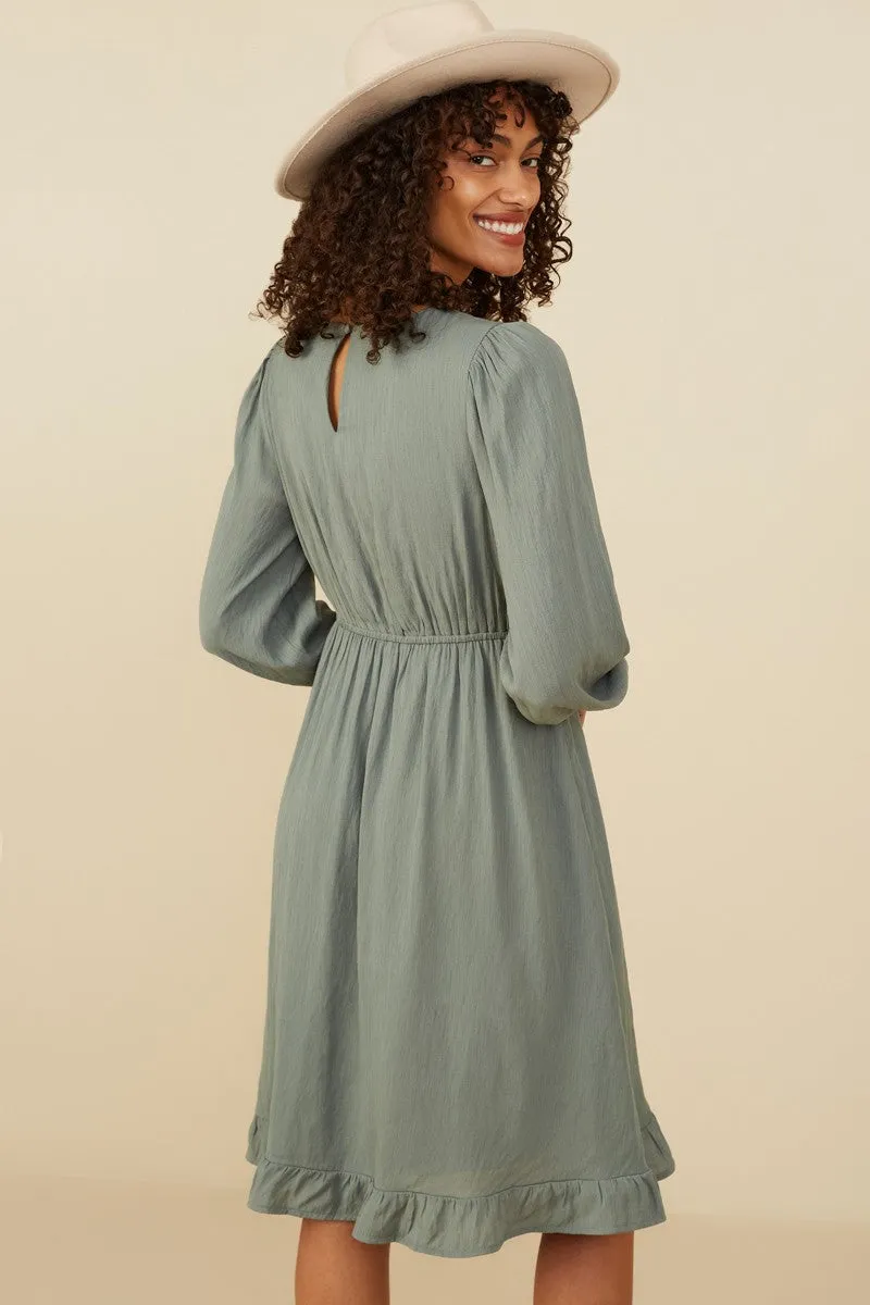 Floral Embroidered Dress in Sage