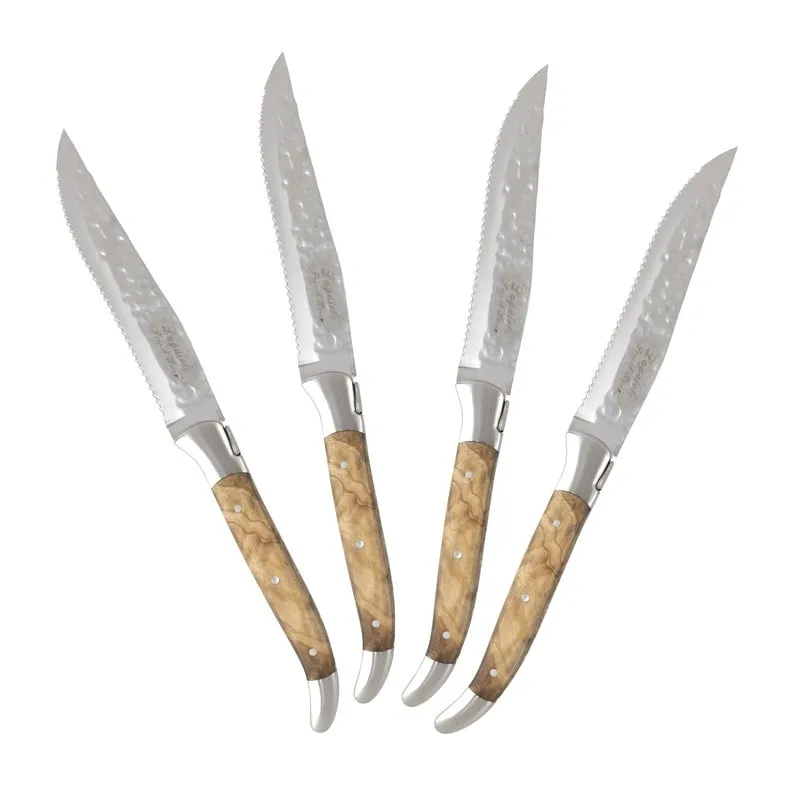 French Home Laguiole Connoisseur Olivewood Handle BBQ Steak Knives