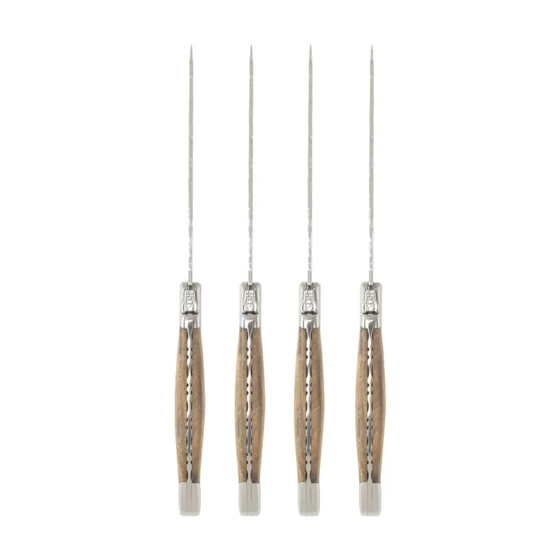 French Home Laguiole Connoisseur Olivewood Handle BBQ Steak Knives