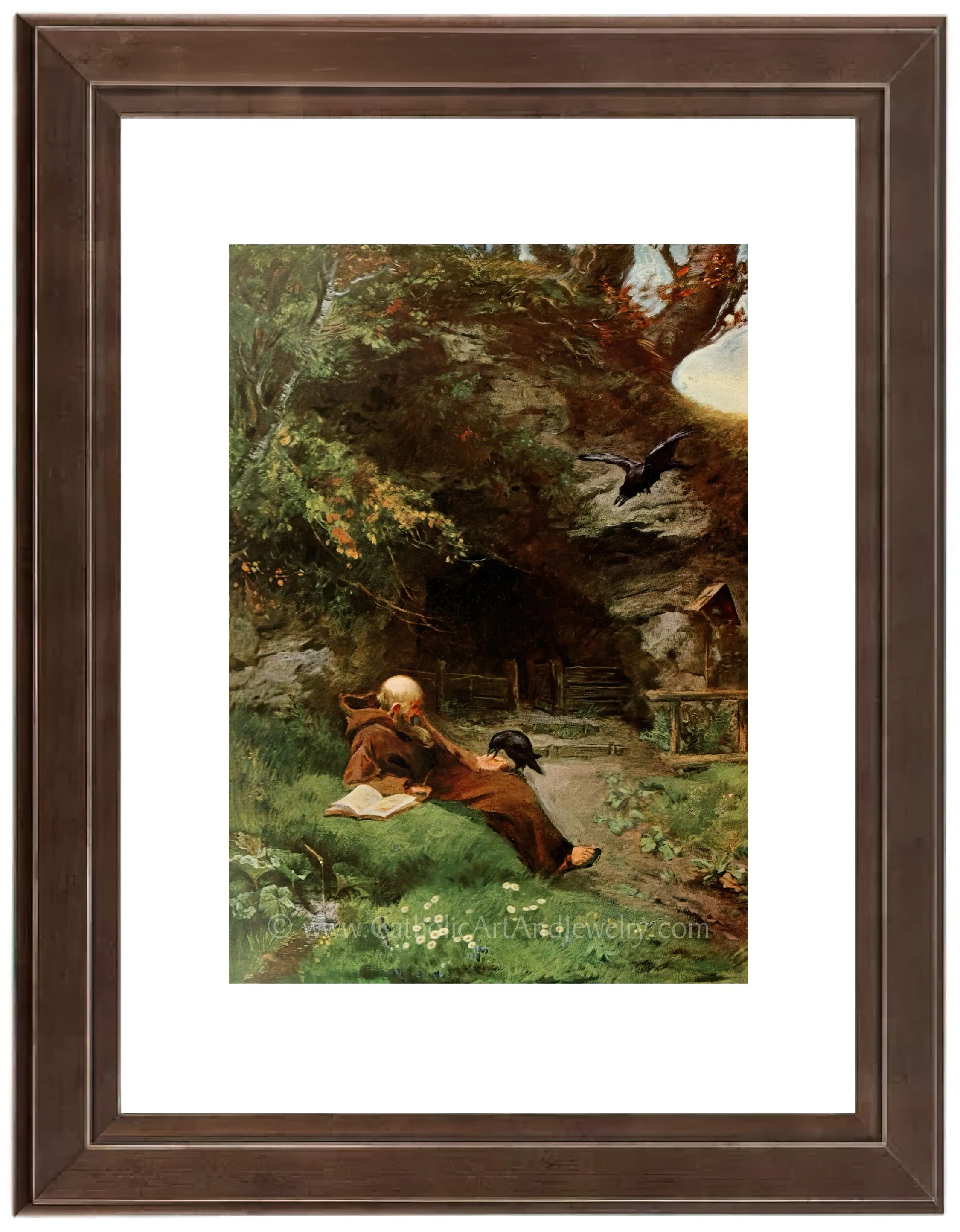 Friar with Crows – Beautiful Catholic Art Print – Archival Quality