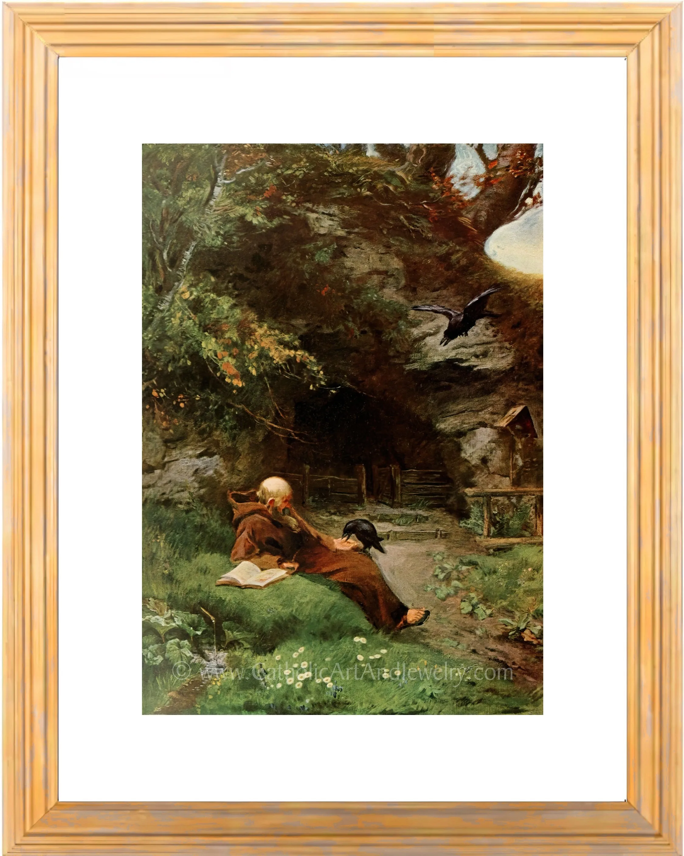 Friar with Crows – Beautiful Catholic Art Print – Archival Quality