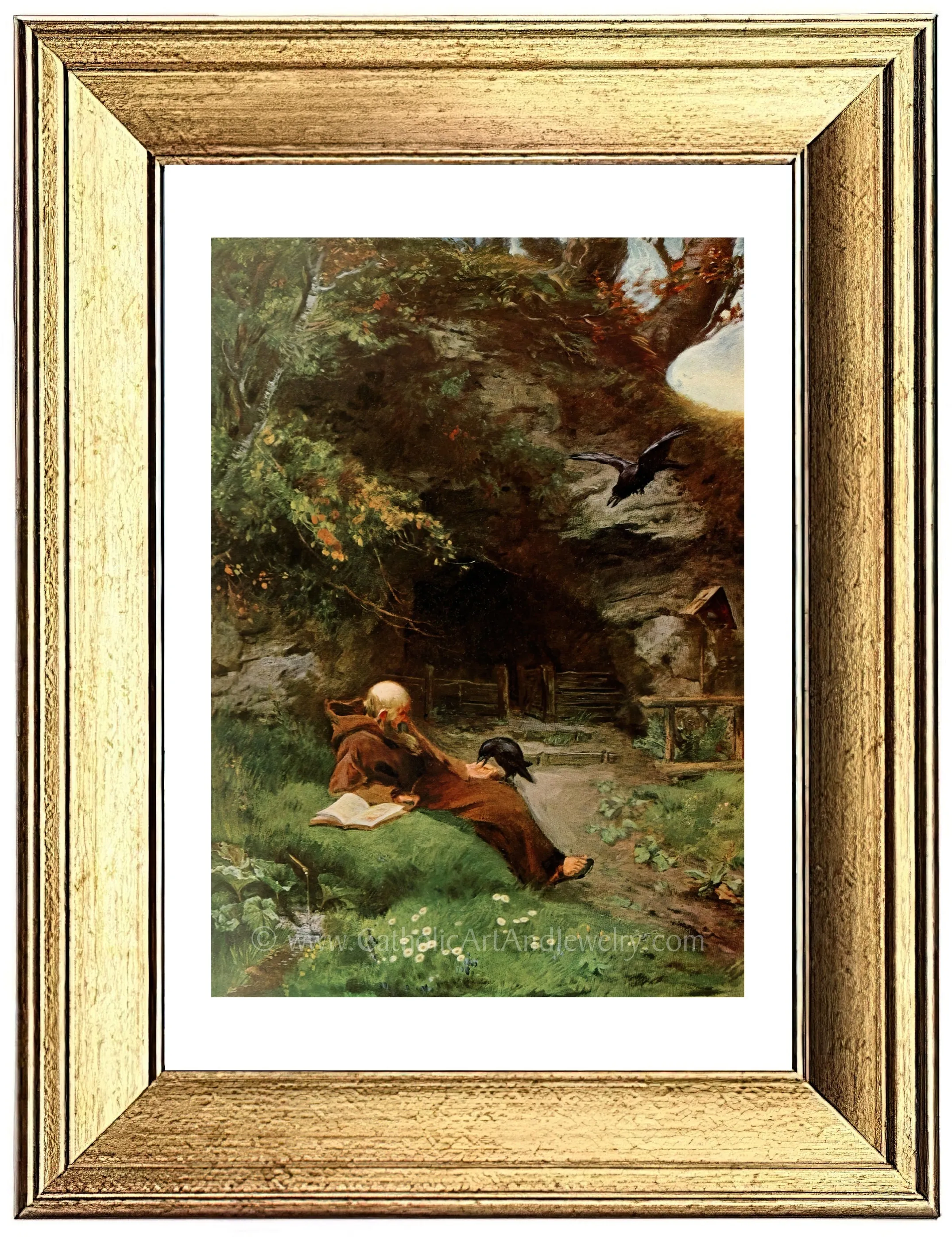 Friar with Crows – Beautiful Catholic Art Print – Archival Quality