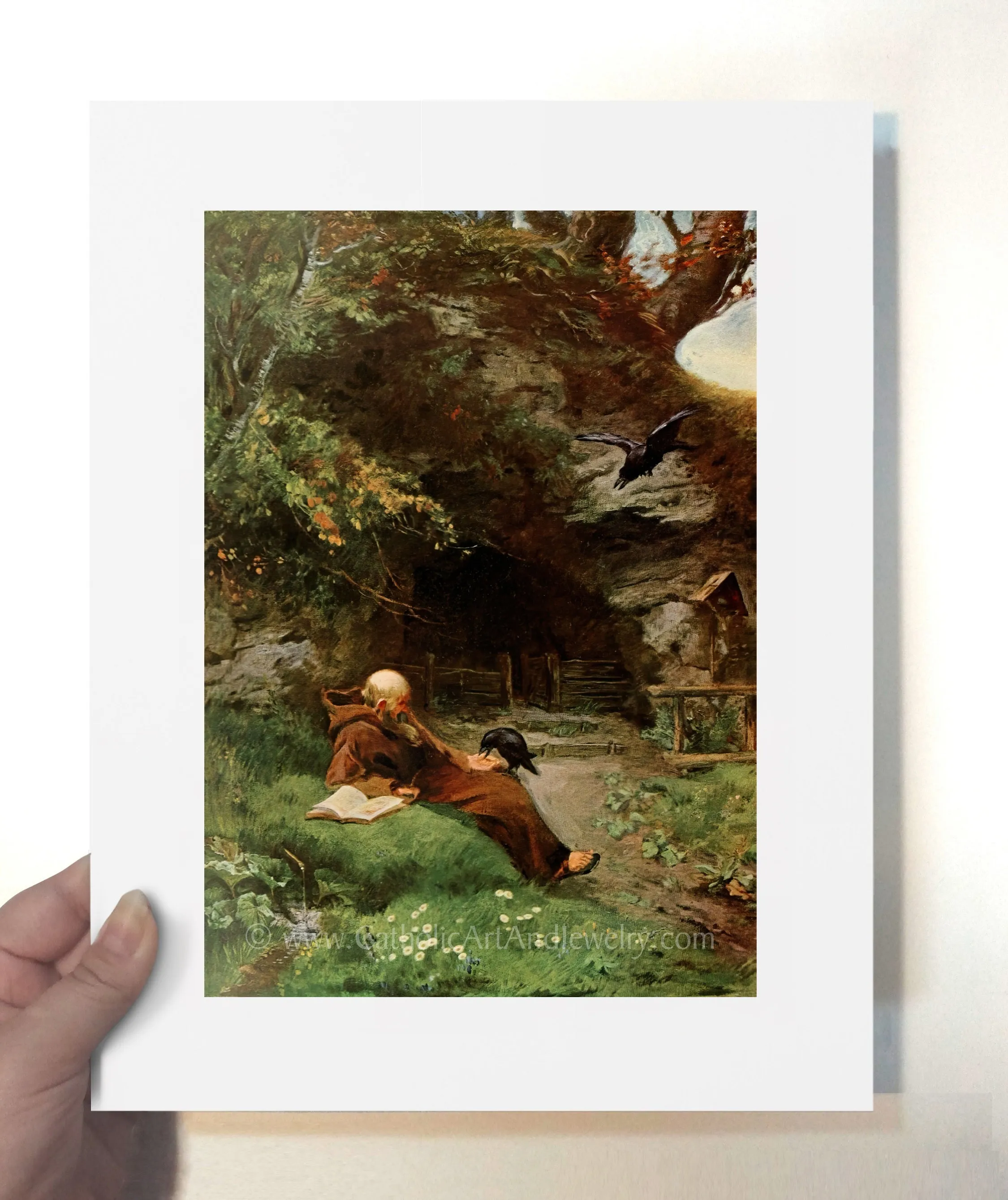 Friar with Crows – Beautiful Catholic Art Print – Archival Quality