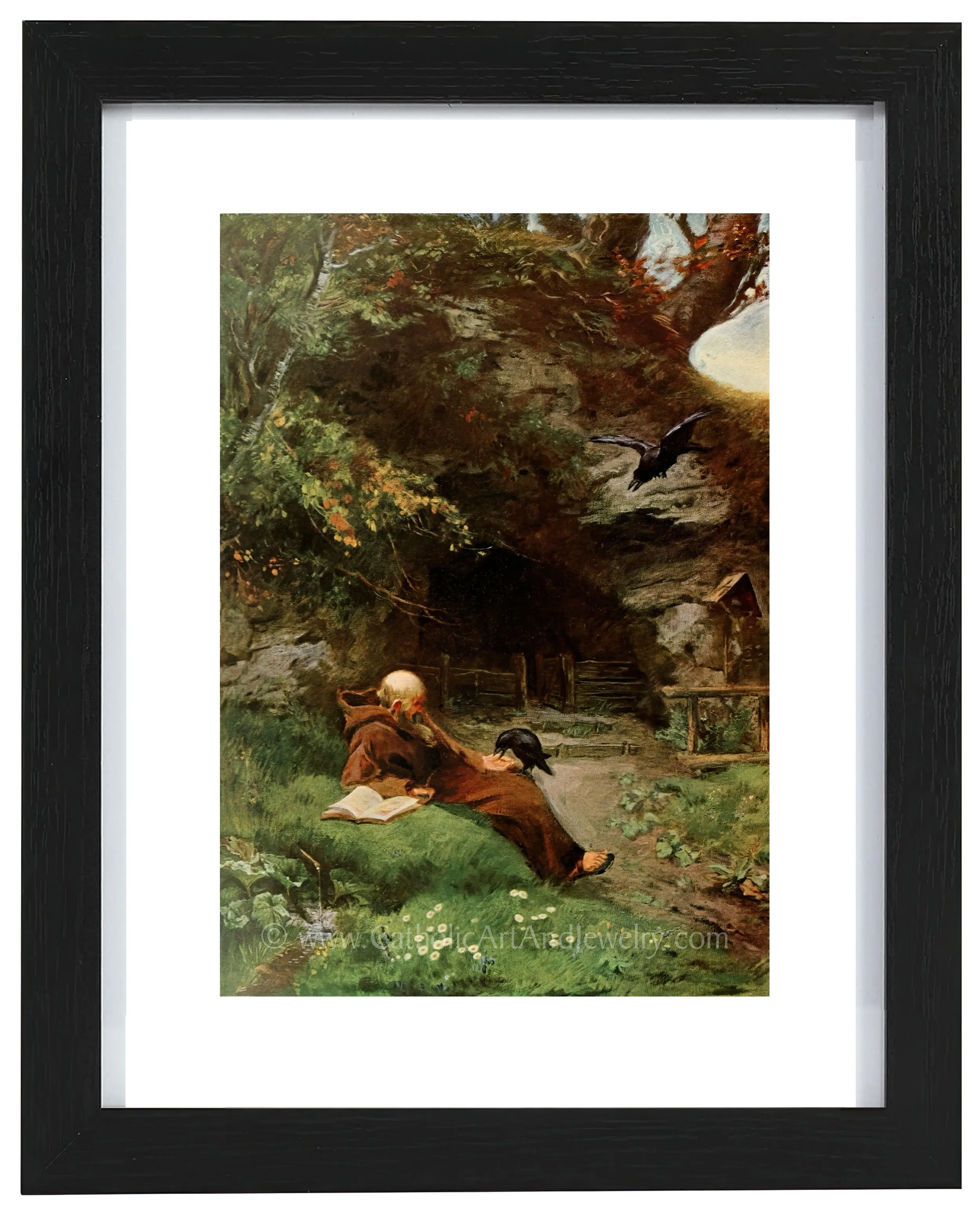 Friar with Crows – Beautiful Catholic Art Print – Archival Quality