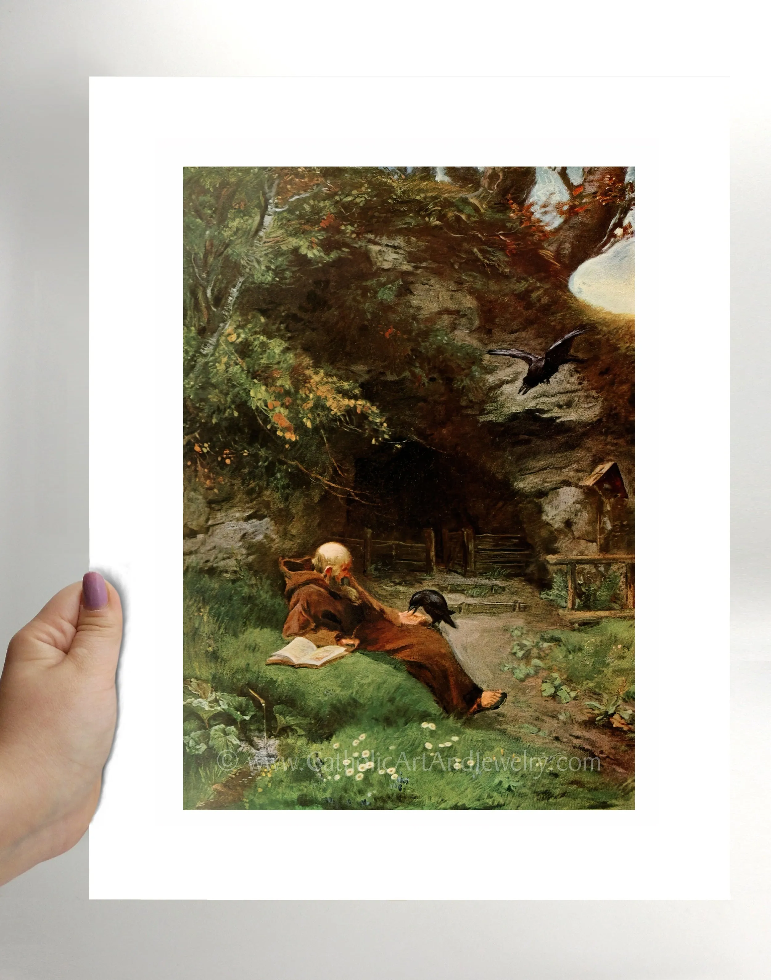 Friar with Crows – Beautiful Catholic Art Print – Archival Quality