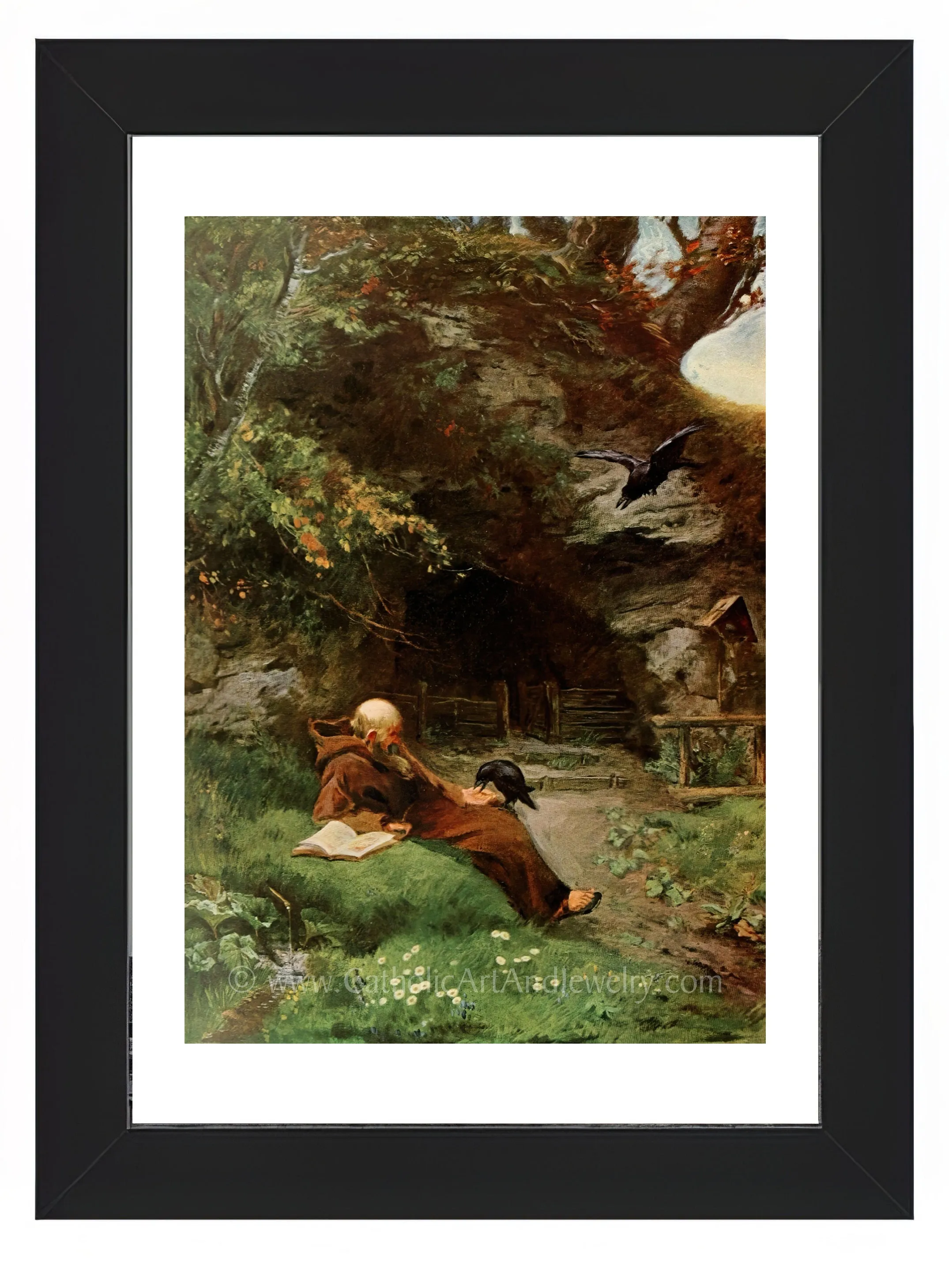 Friar with Crows – Beautiful Catholic Art Print – Archival Quality