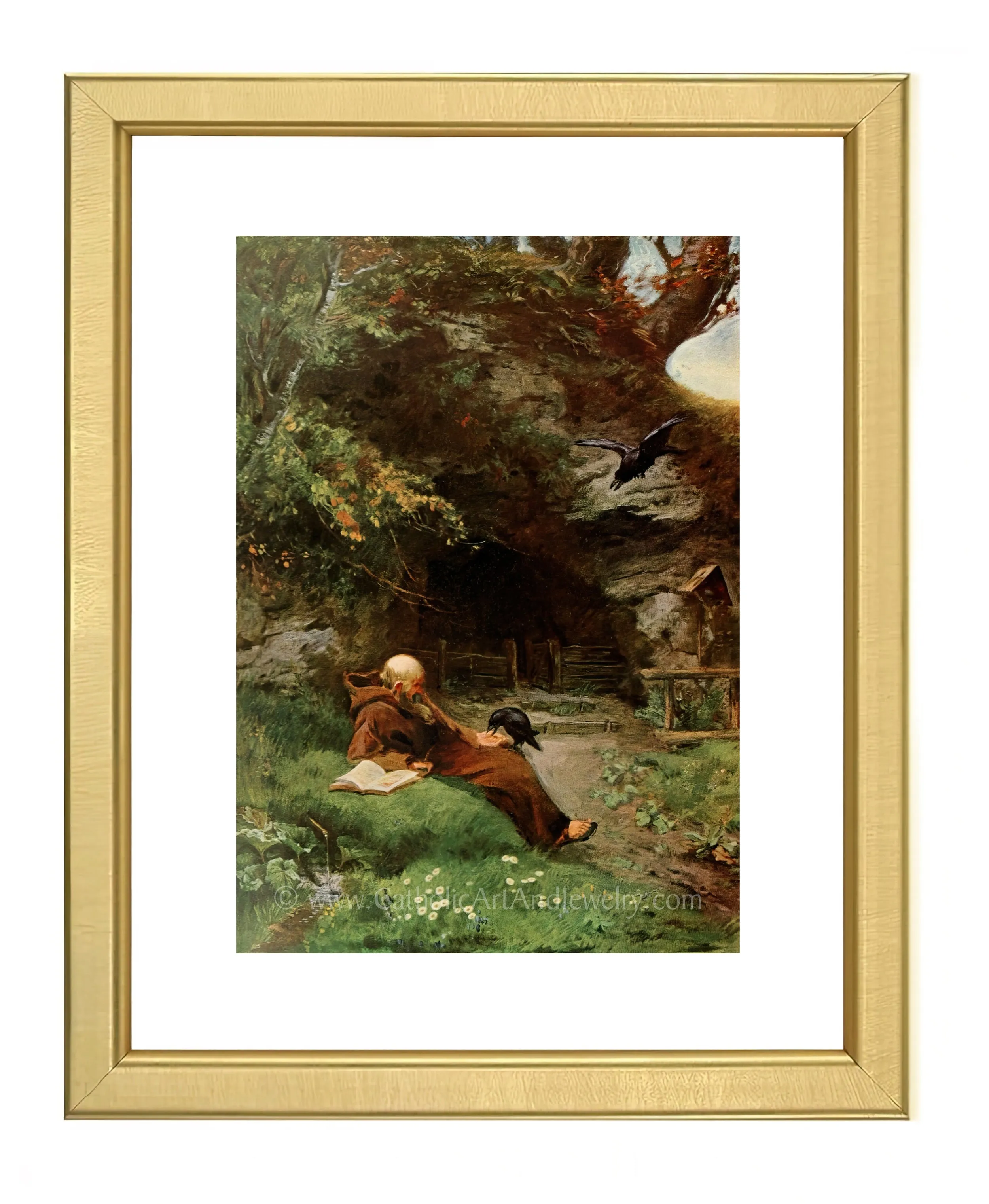 Friar with Crows – Beautiful Catholic Art Print – Archival Quality