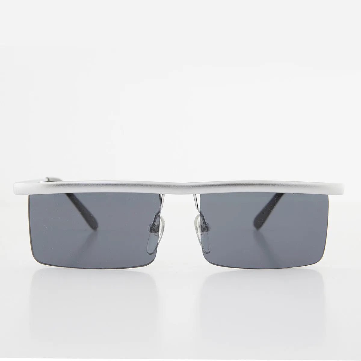 Futuristic Metal Rectangular Rimless Steampunk Vintage Sunglass - Hans