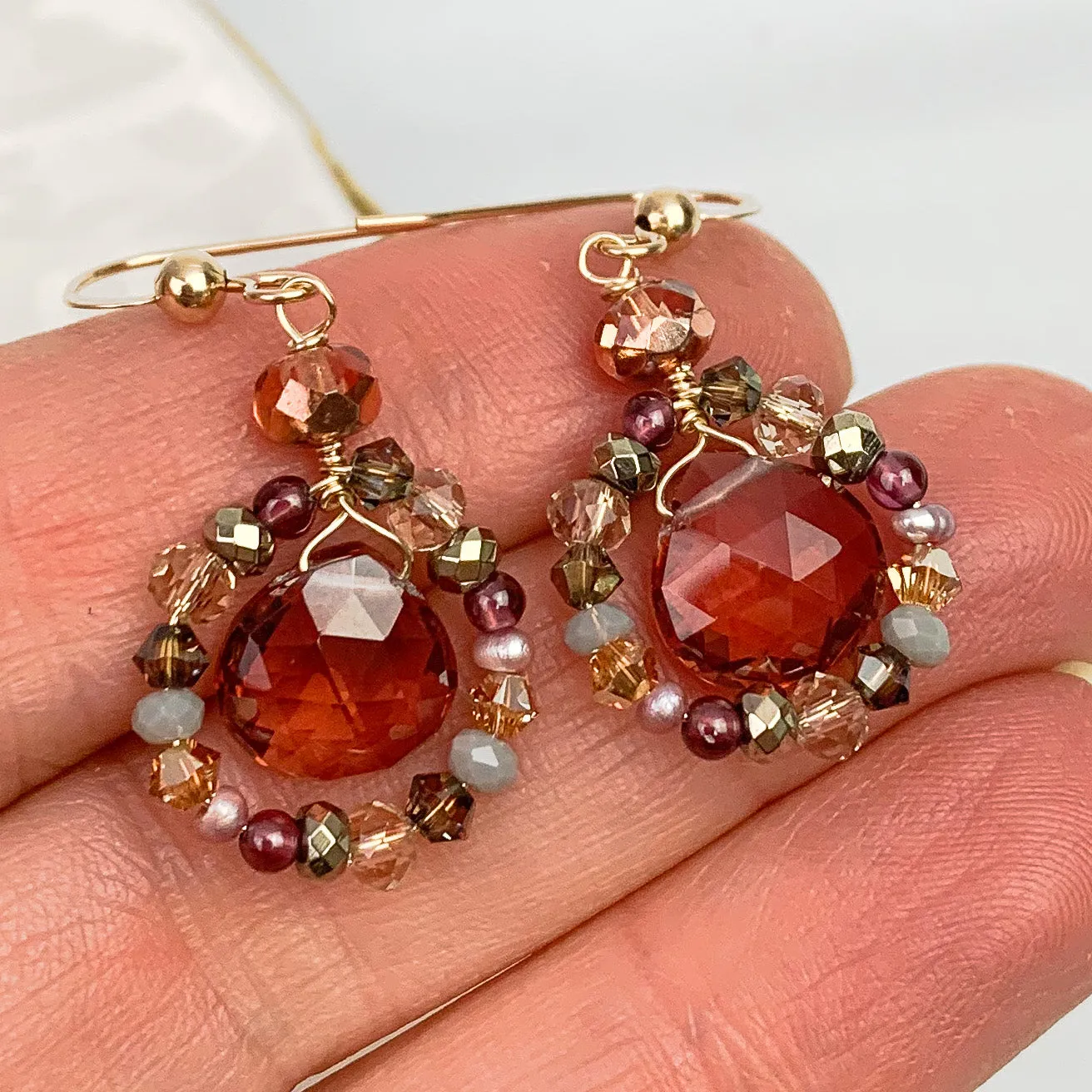 Garnet Accent Audrey Classic Earrings