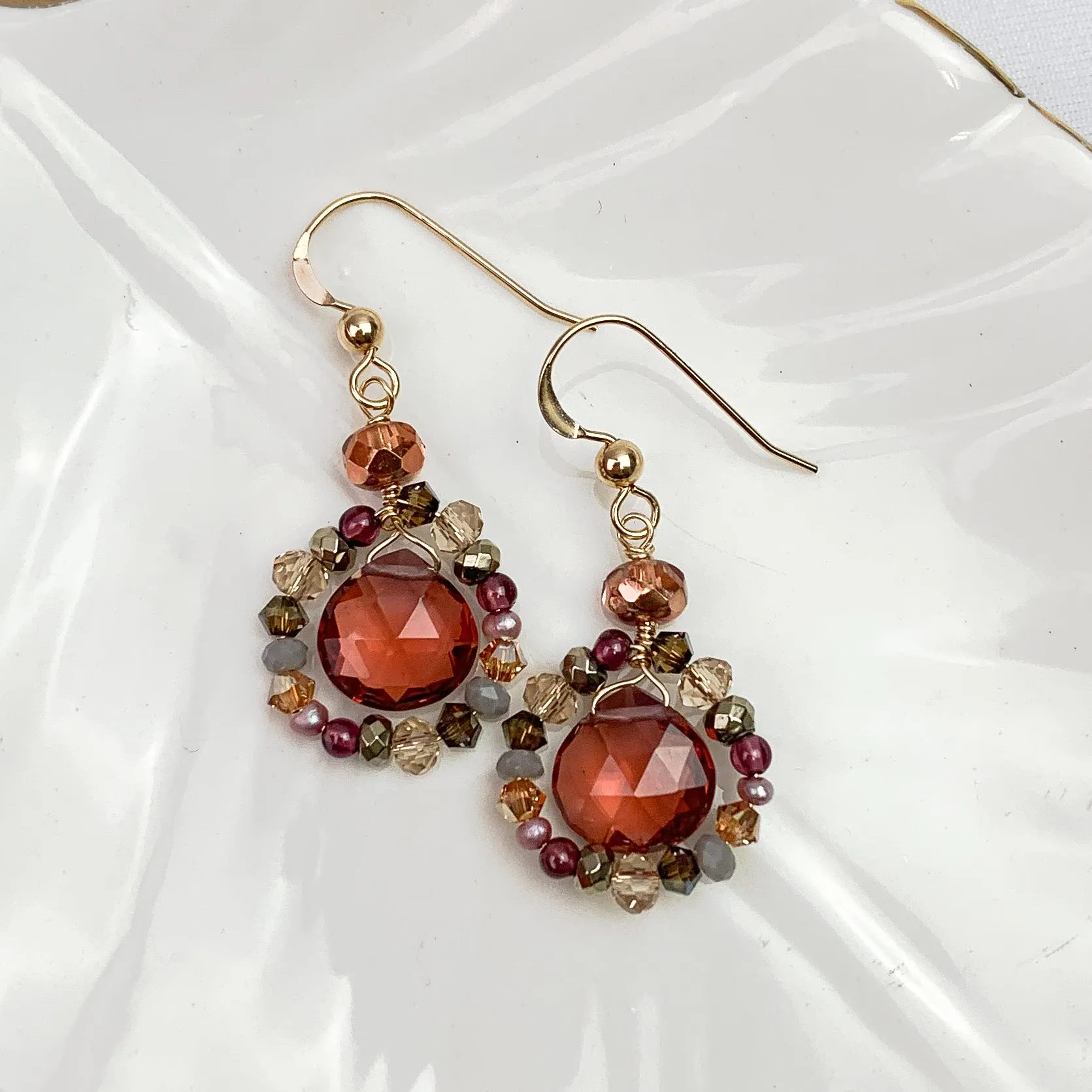 Garnet Accent Audrey Classic Earrings