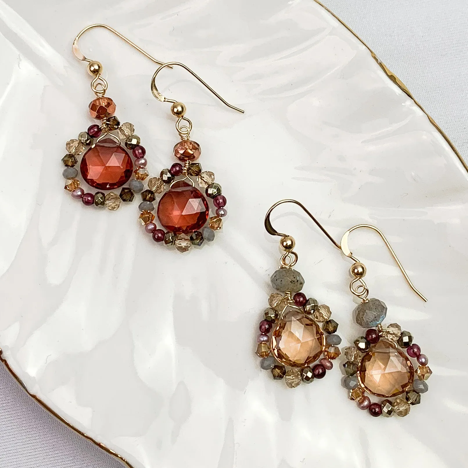 Garnet Accent Audrey Classic Earrings