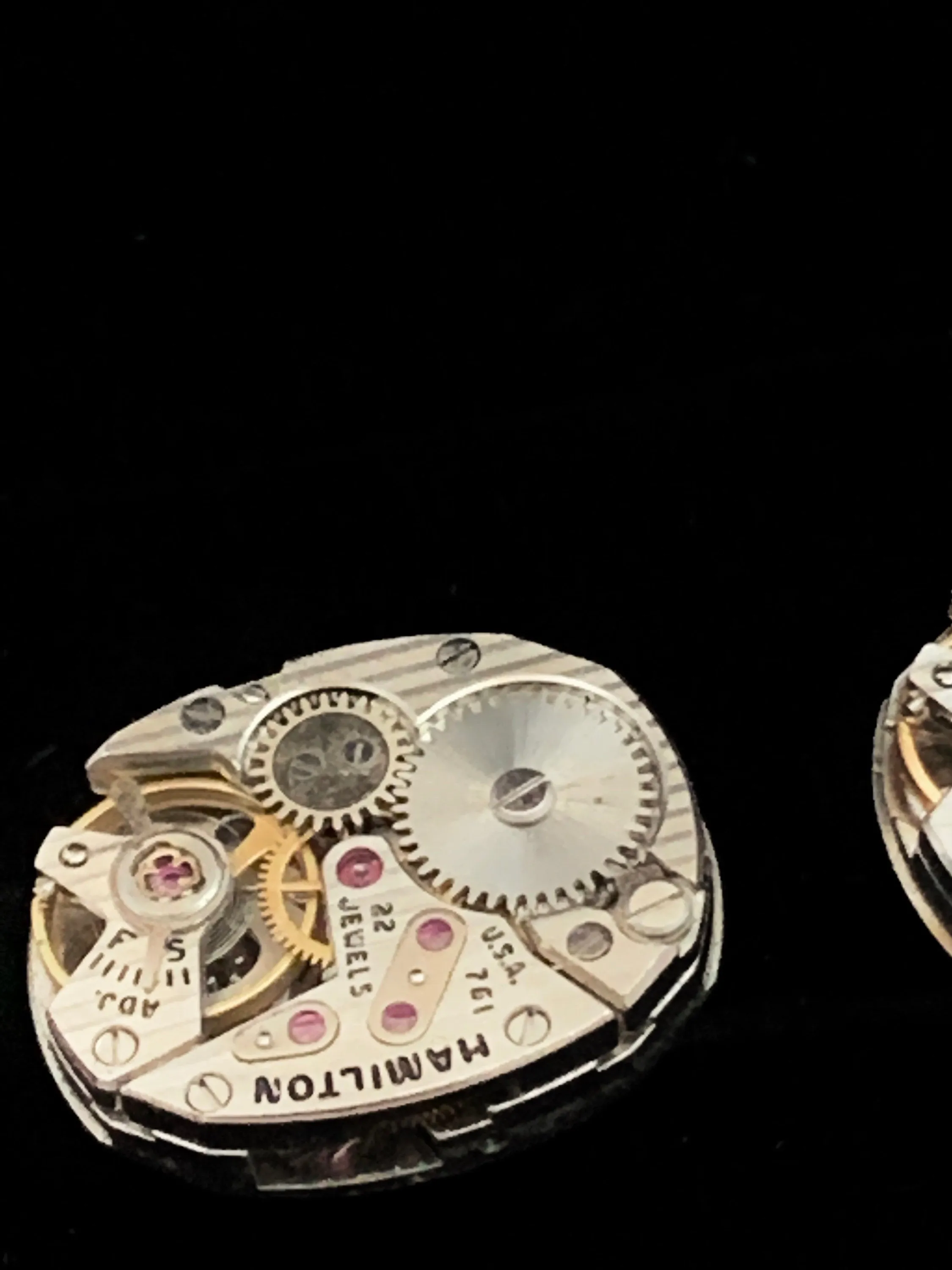 Genuine Hamilton movement Steampunk Cufflinks Matching Vintage Silver Luxury Pinstriped Jeweled Movement Cufflinks for him Men Wedding Gift