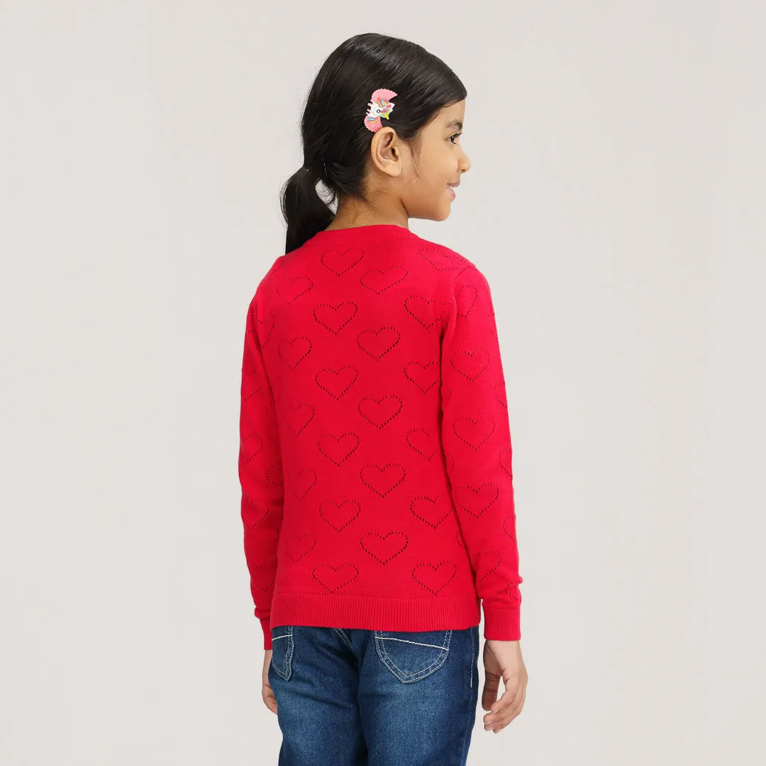 Girls Red Cardigan