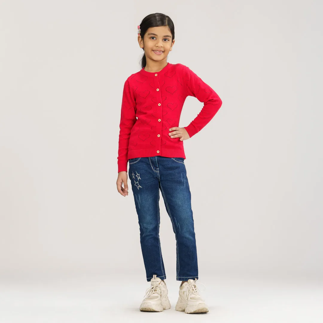 Girls Red Cardigan
