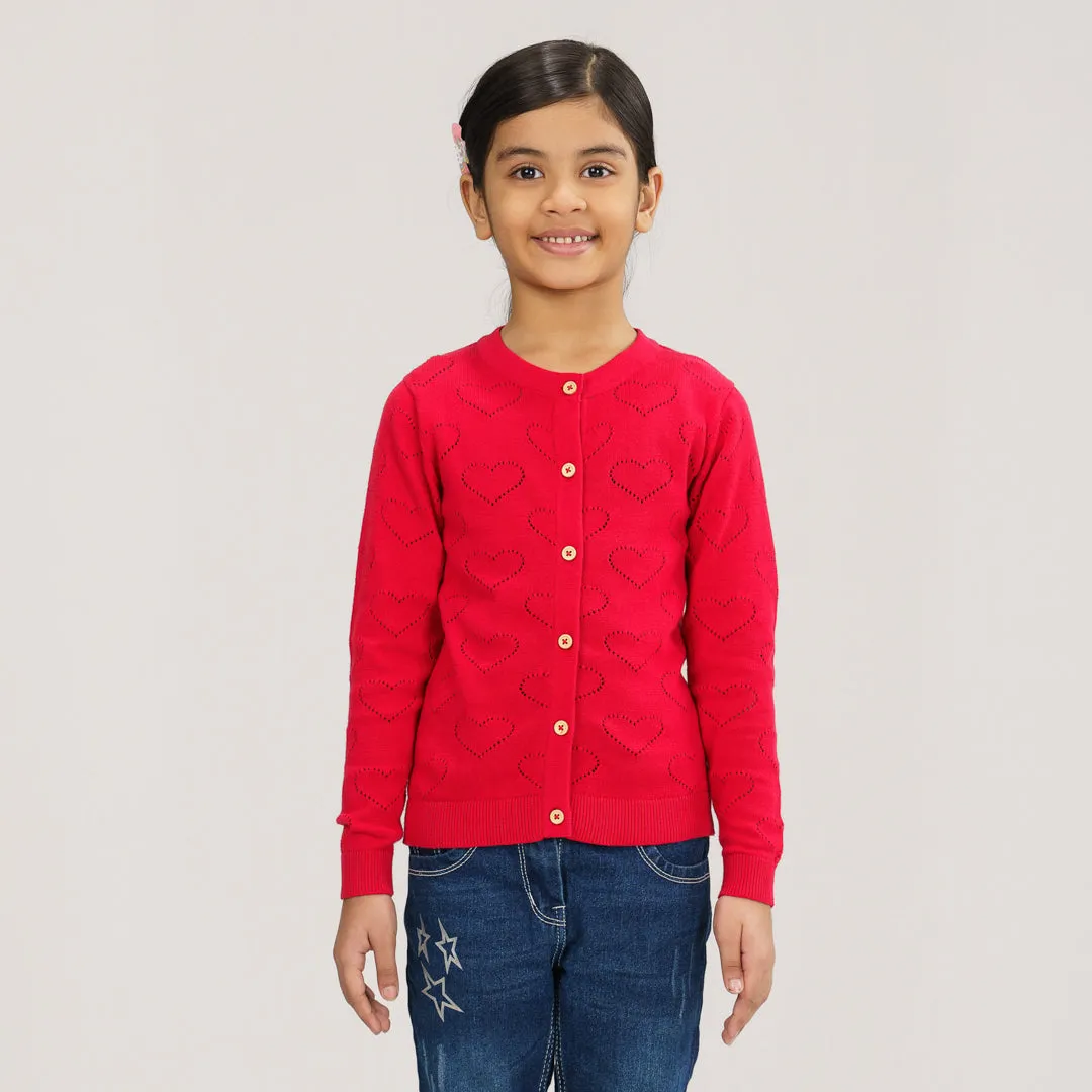 Girls Red Cardigan