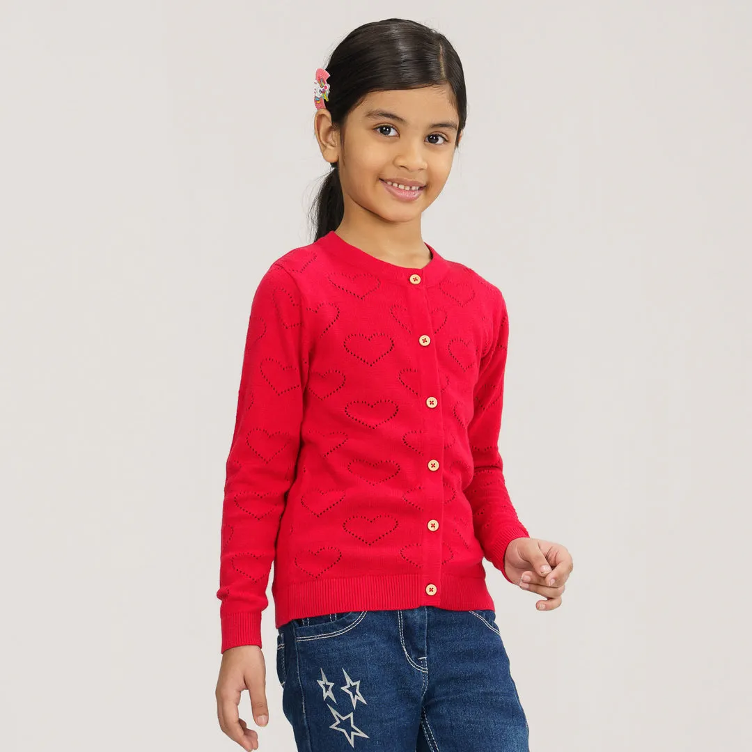 Girls Red Cardigan