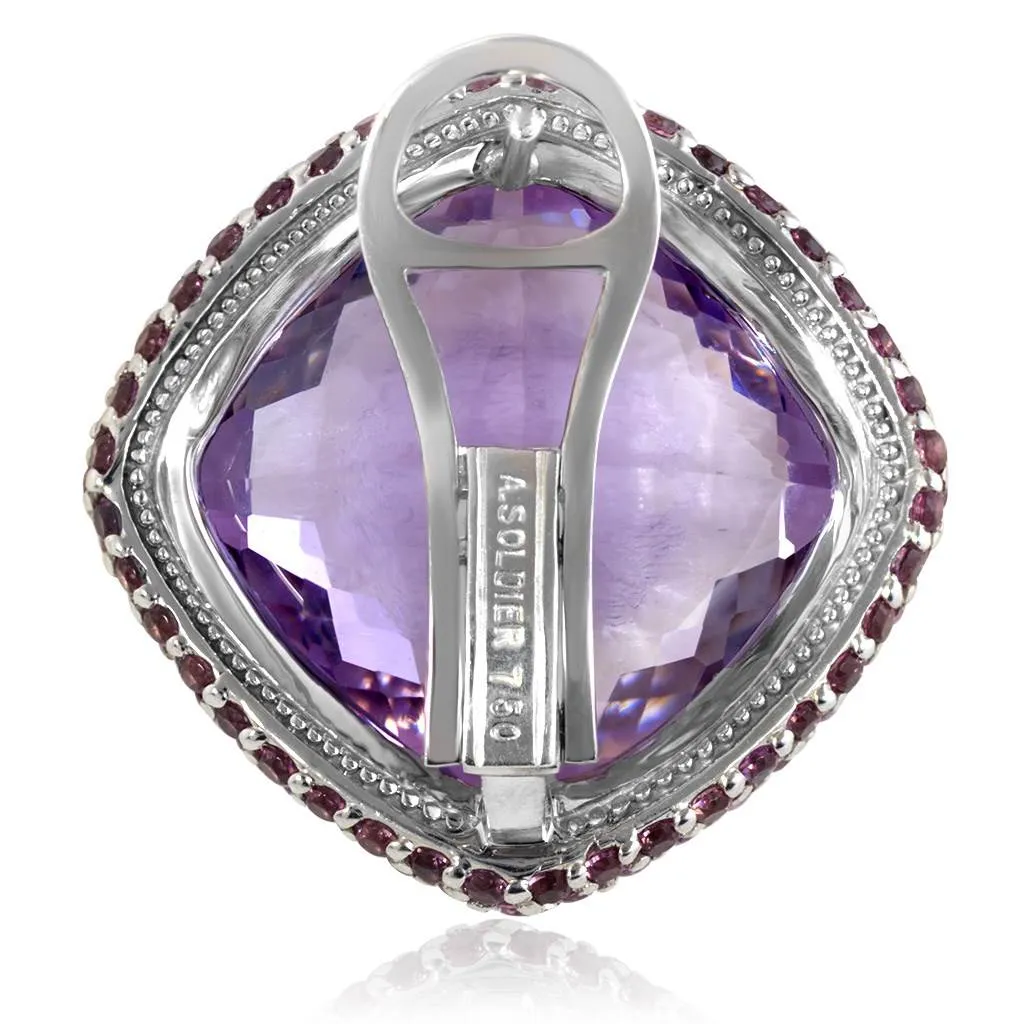 Gold Royal Earrings with Light Amethyst & Garnets