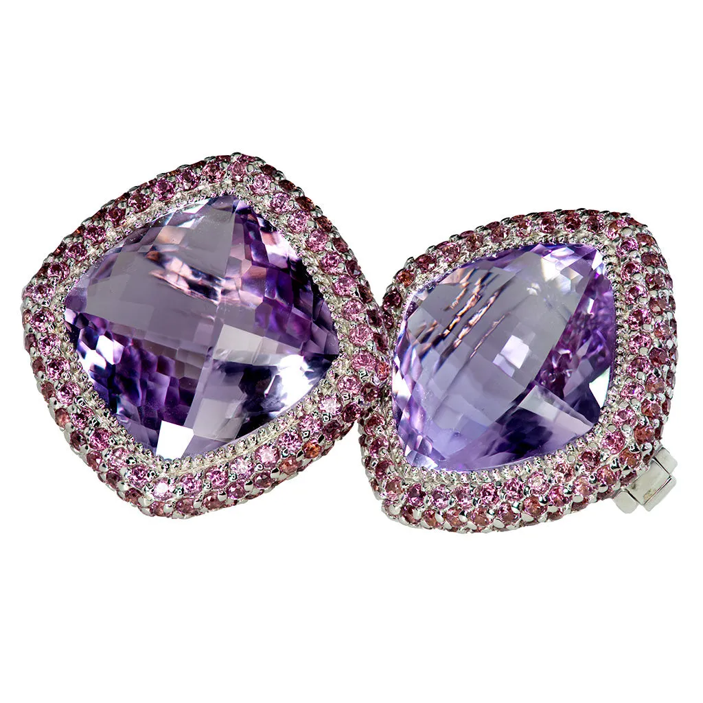 Gold Royal Earrings with Light Amethyst & Garnets
