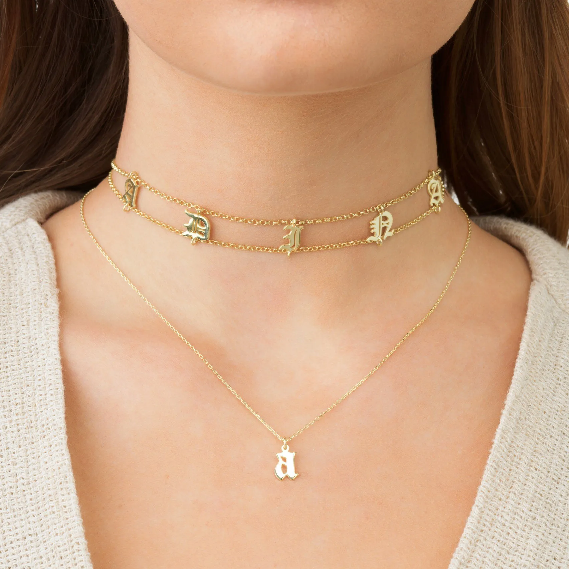 Gothic Initial Necklace