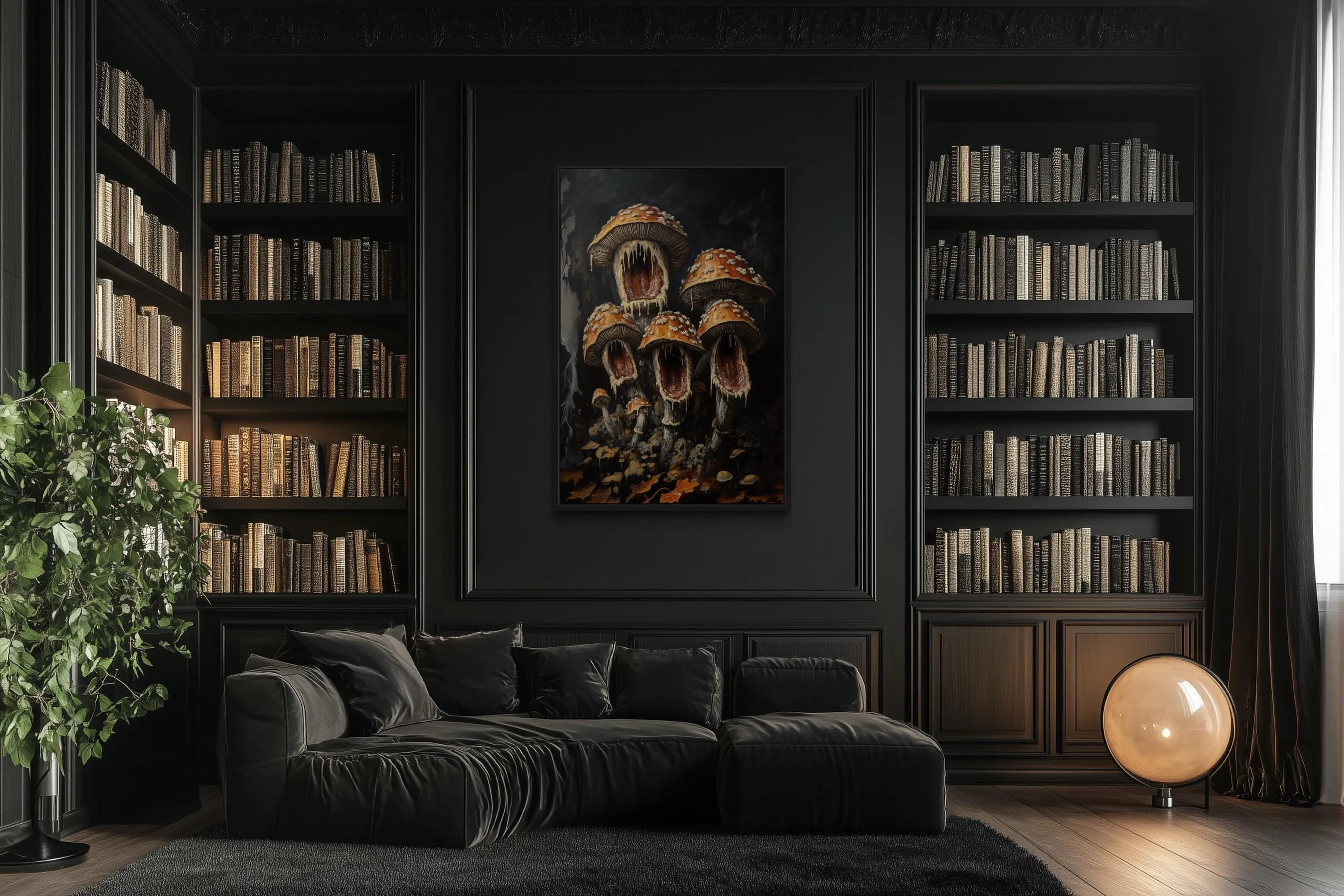 Gothic Screaming Mushroom Framed Canvas Wall Art