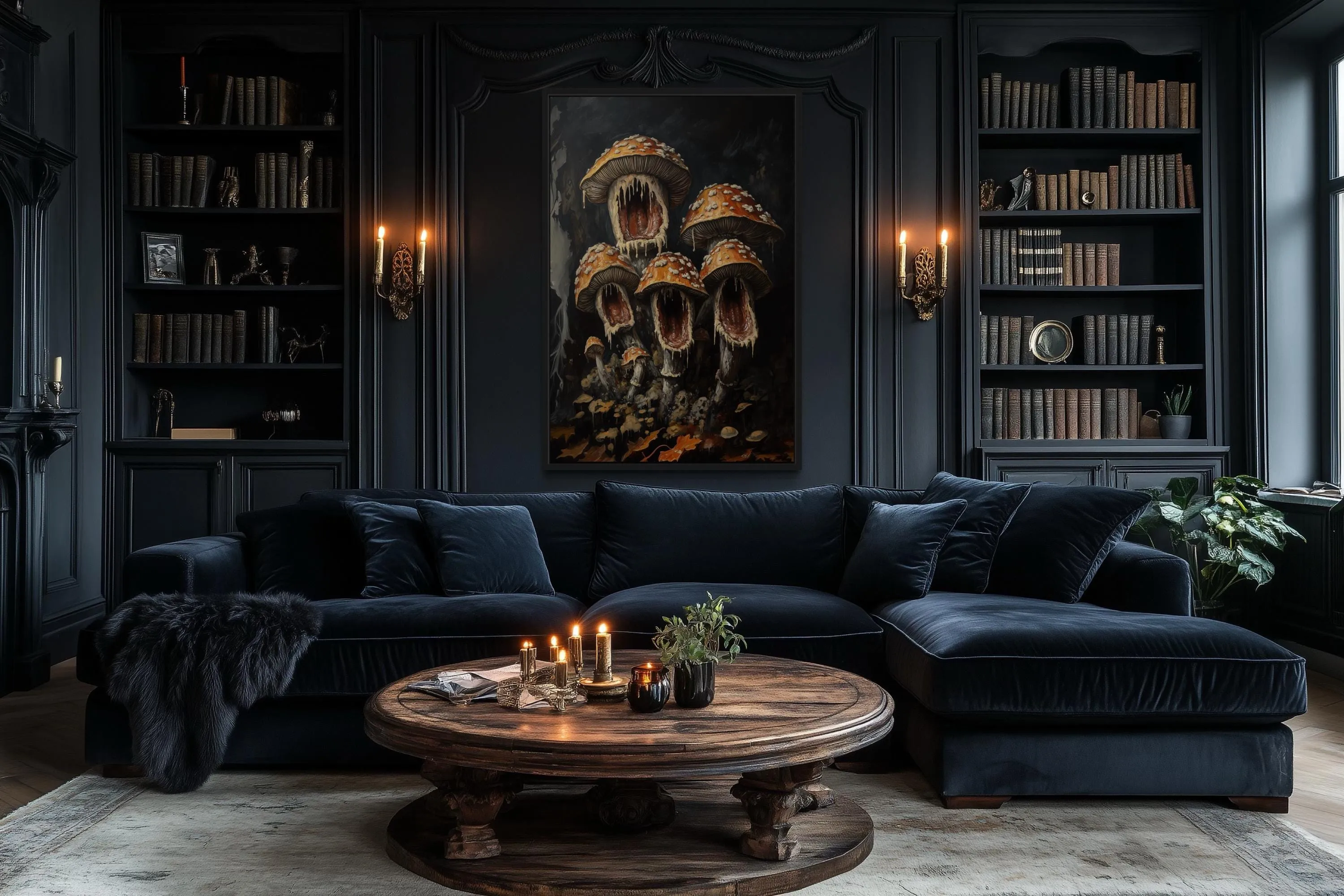 Gothic Screaming Mushroom Framed Canvas Wall Art