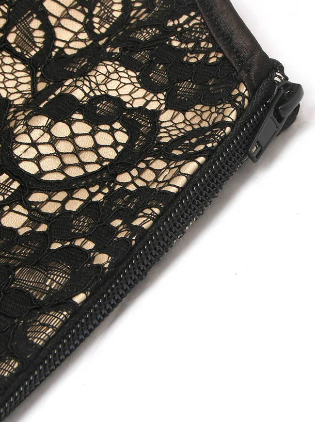 Gothic Spaghetti Straps Sleeveless Pleated Lace Up Corset Dress