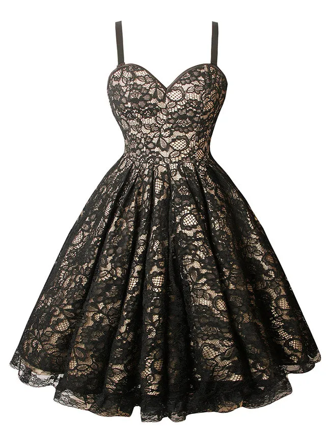 Gothic Spaghetti Straps Sleeveless Pleated Lace Up Corset Dress