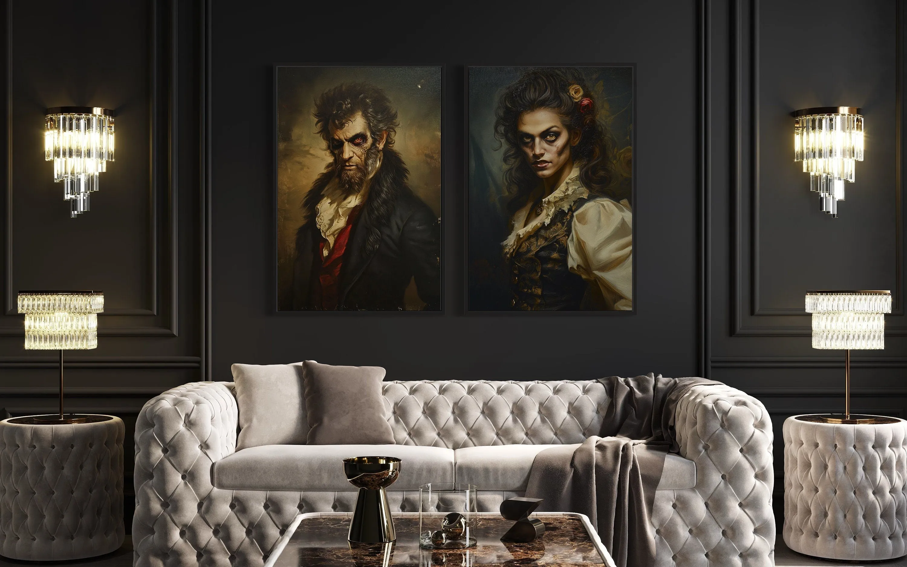 Gothic Zombie Couple Set Of 2 Romantic Halloween Wall Decor