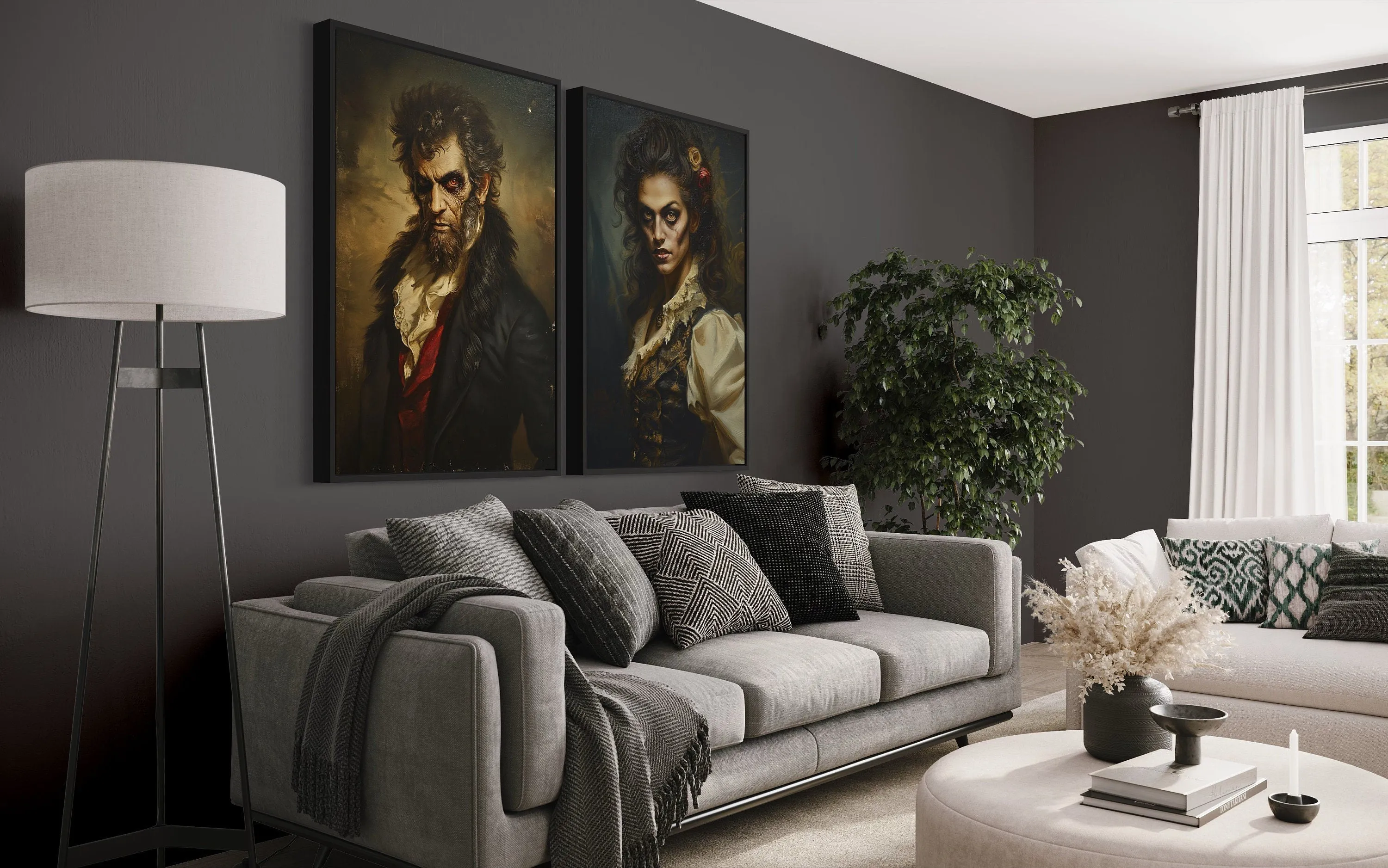 Gothic Zombie Couple Set Of 2 Romantic Halloween Wall Decor