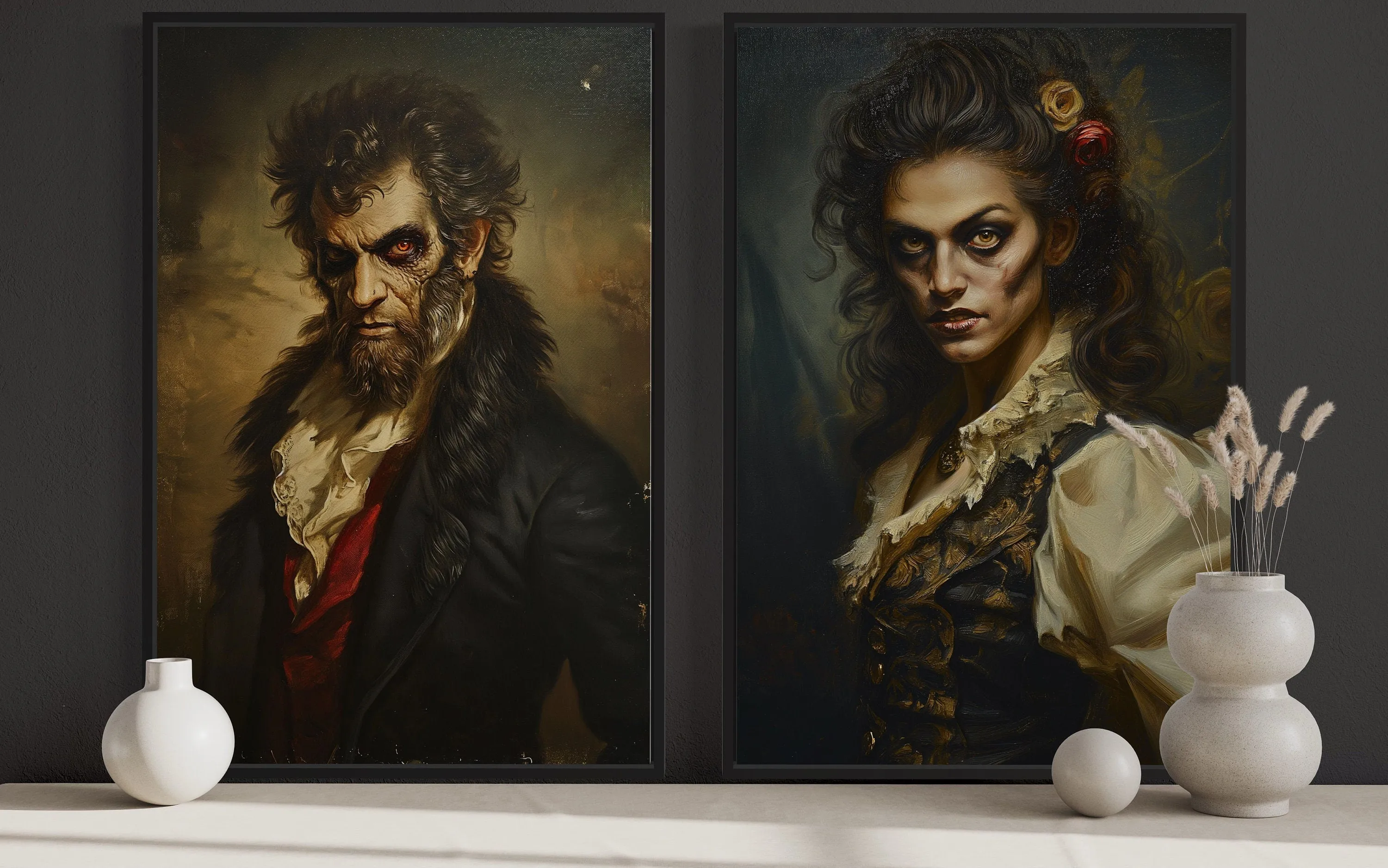 Gothic Zombie Couple Set Of 2 Romantic Halloween Wall Decor