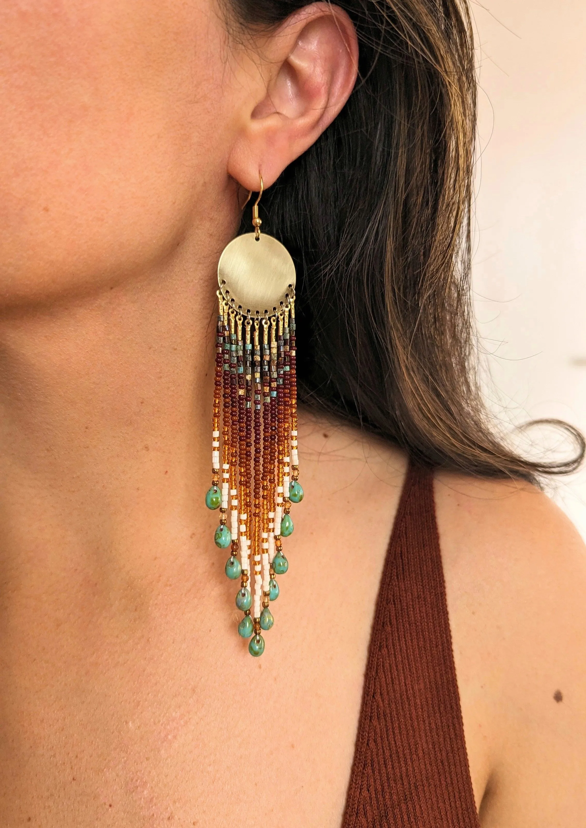 Gualinga Brown Ombre Seed Bead Earrings
