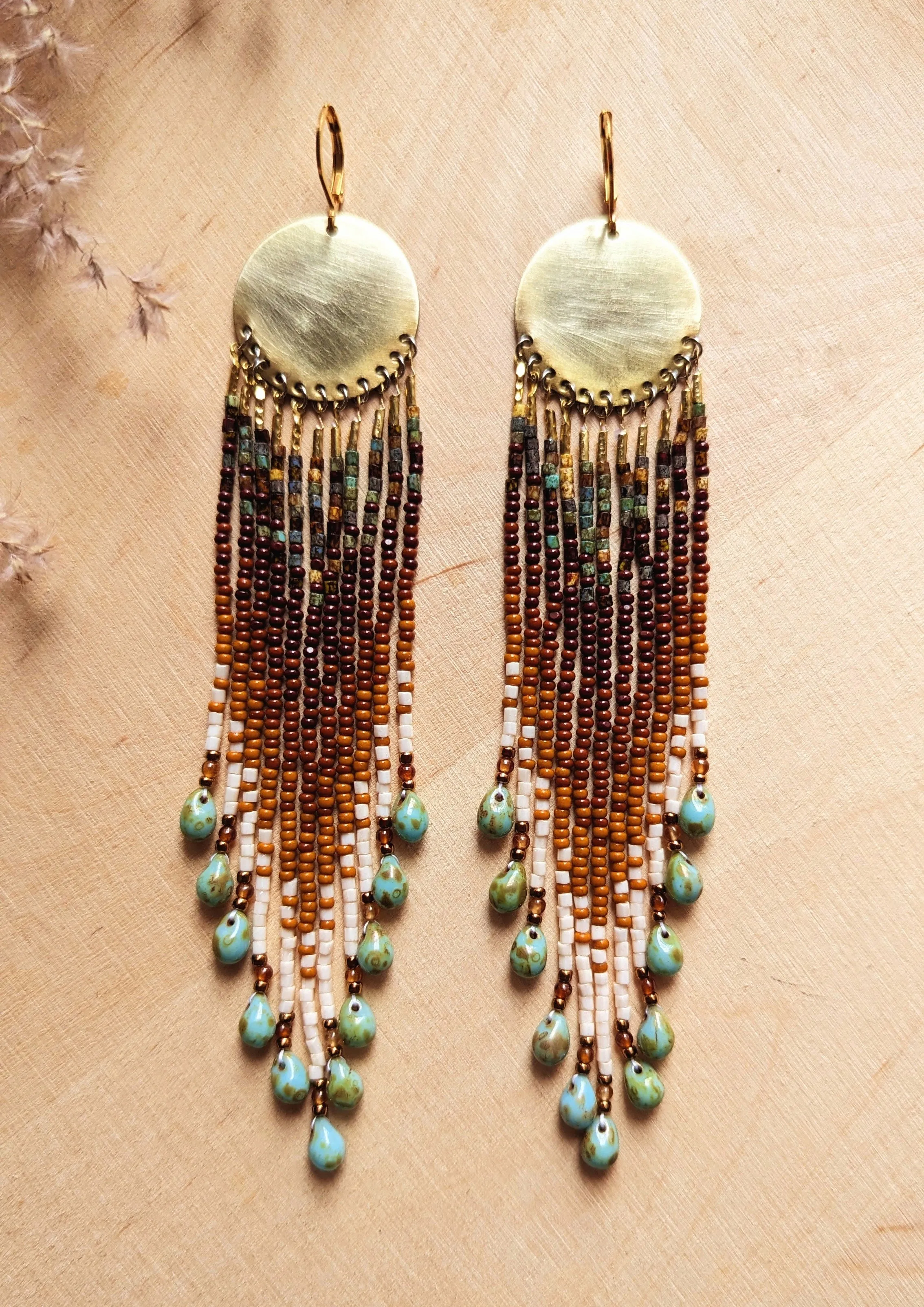 Gualinga Brown Ombre Seed Bead Earrings