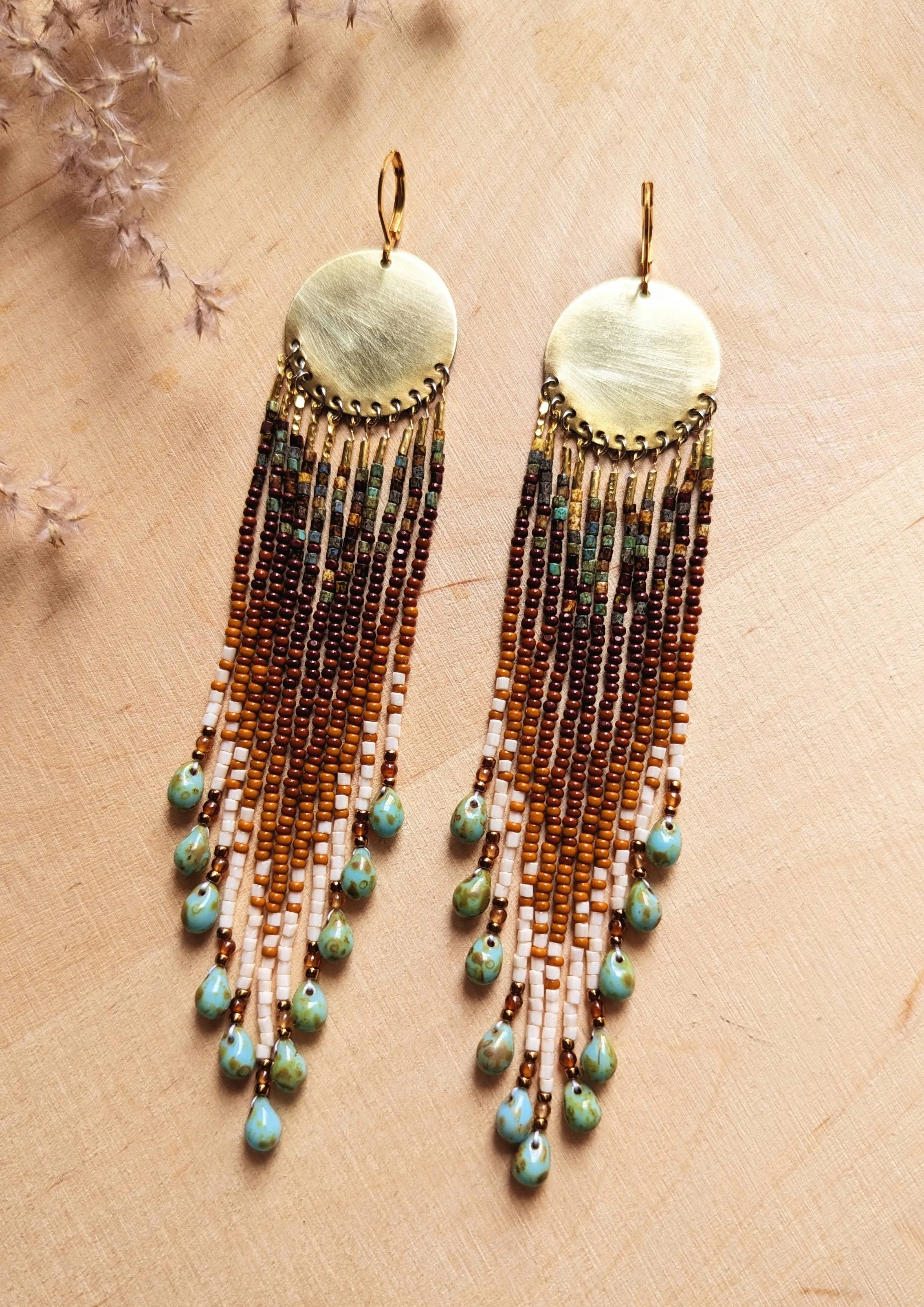 Gualinga Brown Ombre Seed Bead Earrings