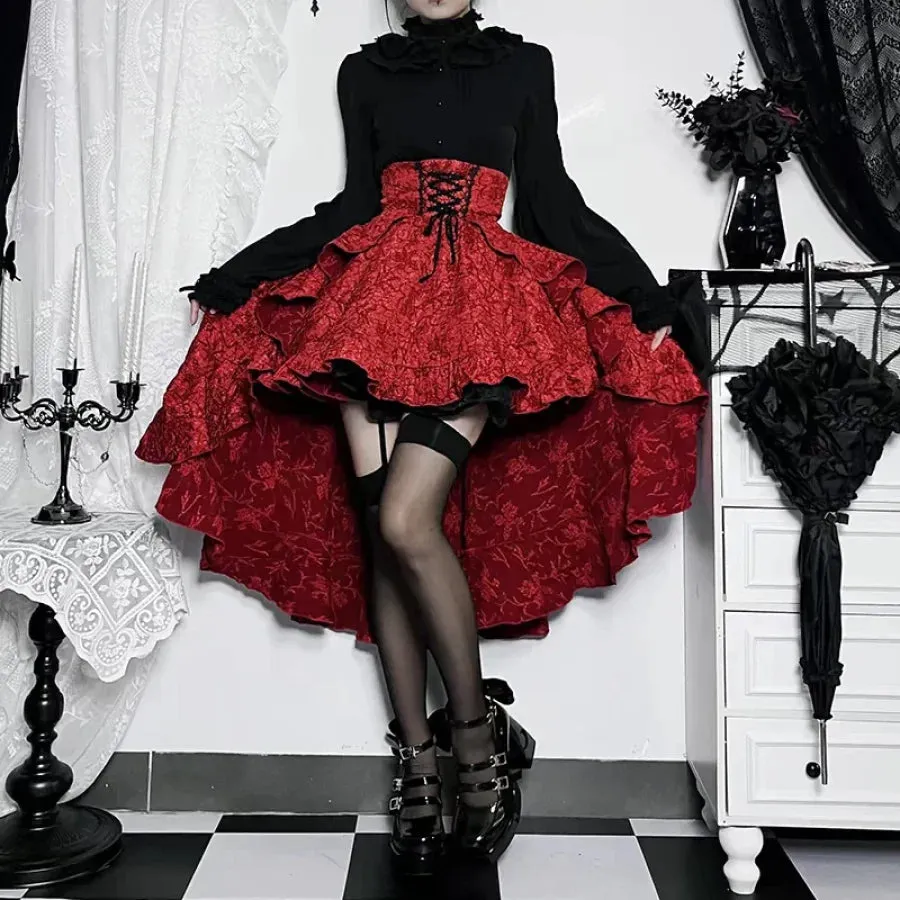 Halloween Gothic Lolita Red And Black Vintage Lolita Set