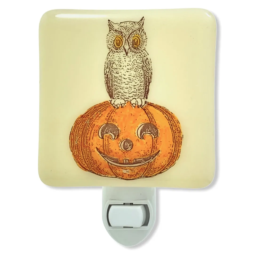 Halloween Vintage Owl and Jack-O-Lantern Night Light