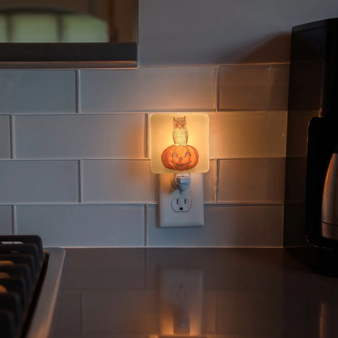 Halloween Vintage Owl and Jack-O-Lantern Night Light