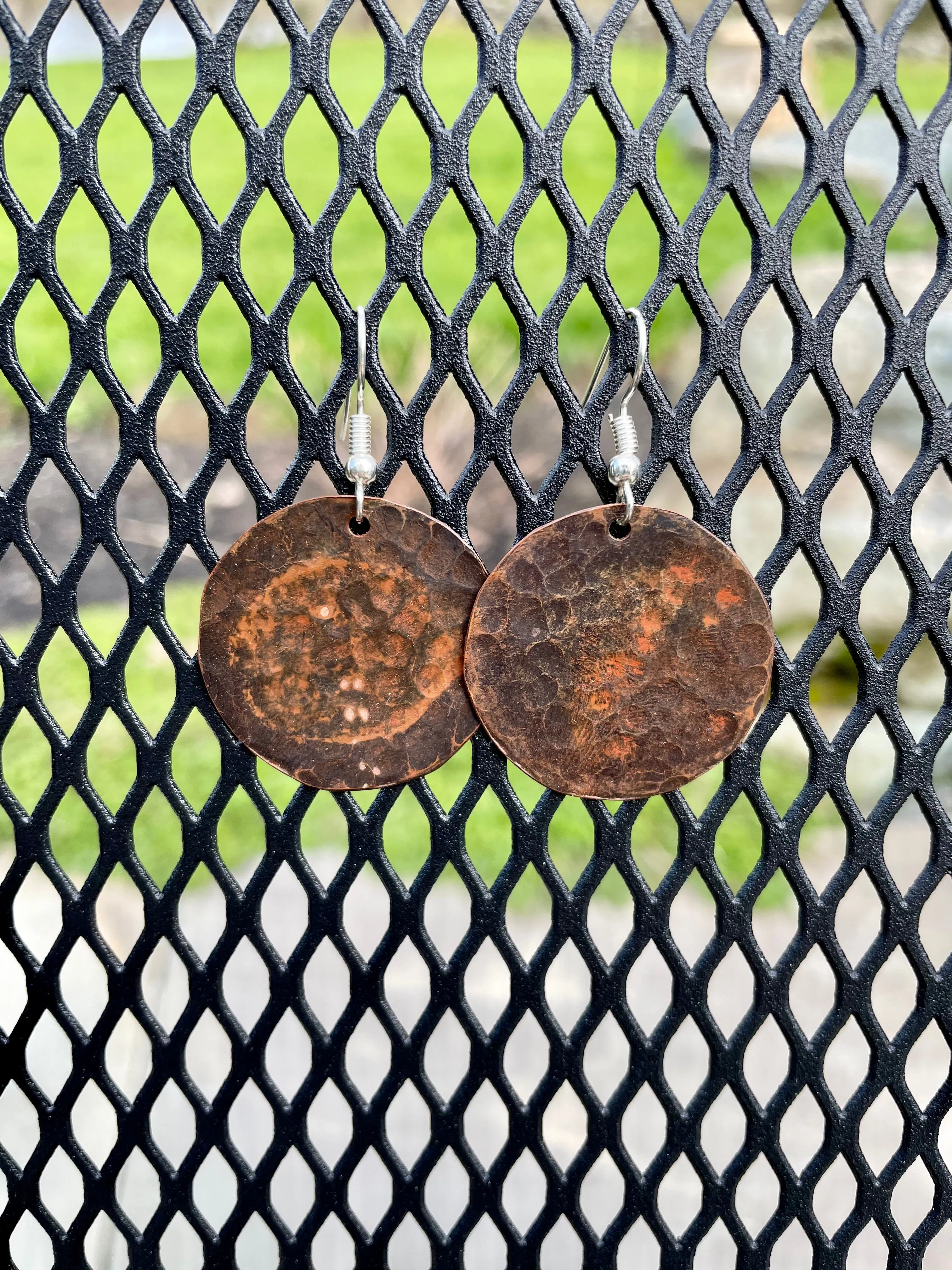 Hammered Red Earrings