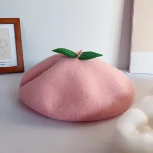HANDMADE WOOL PEACH LEAF BERET UB3189