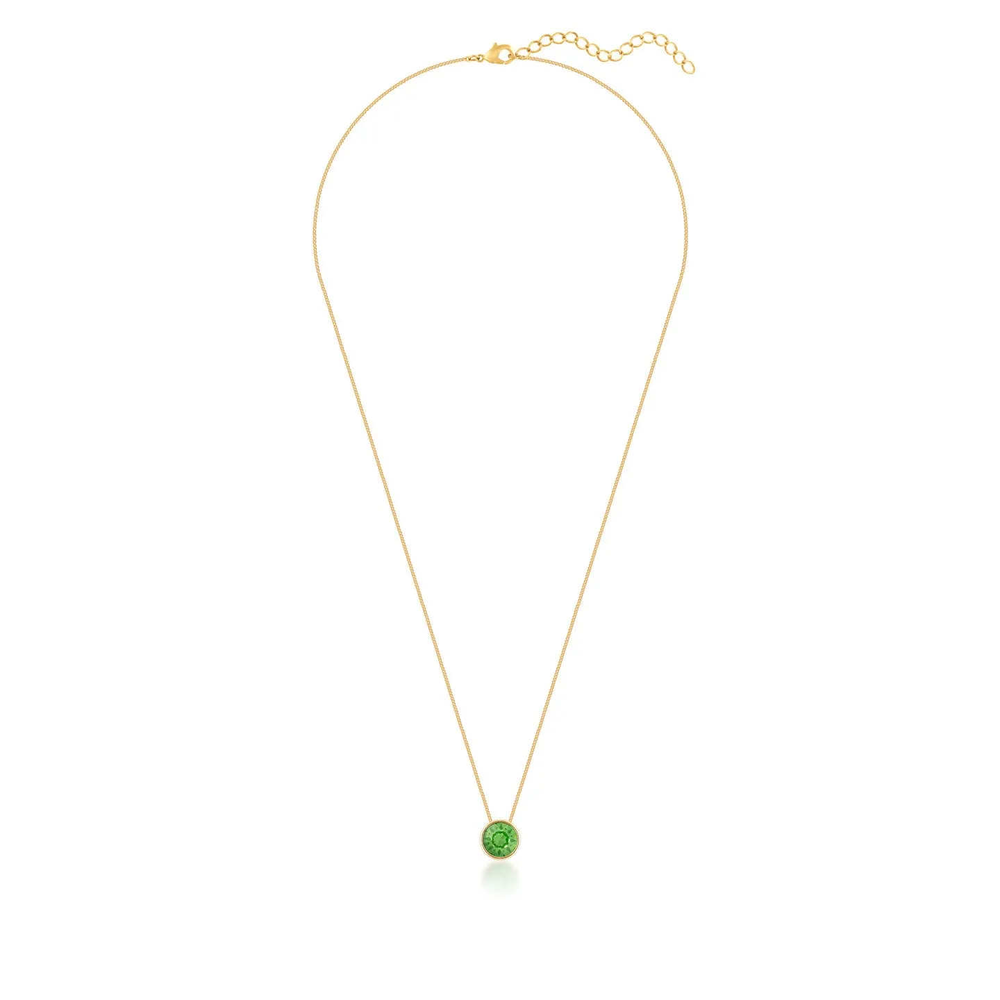 Harley Small Pendant Necklace with Green Peridot Round Crystals from Swarovski Gold Plated