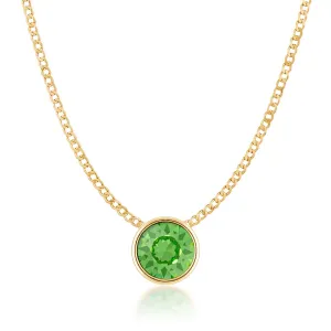 Harley Small Pendant Necklace with Green Peridot Round Crystals from Swarovski Gold Plated