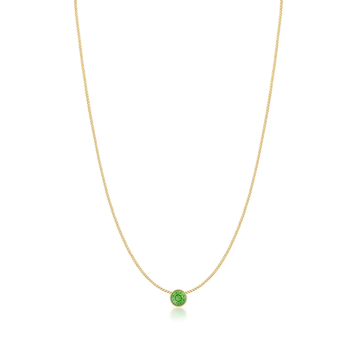Harley Small Pendant Necklace with Green Peridot Round Crystals from Swarovski Gold Plated