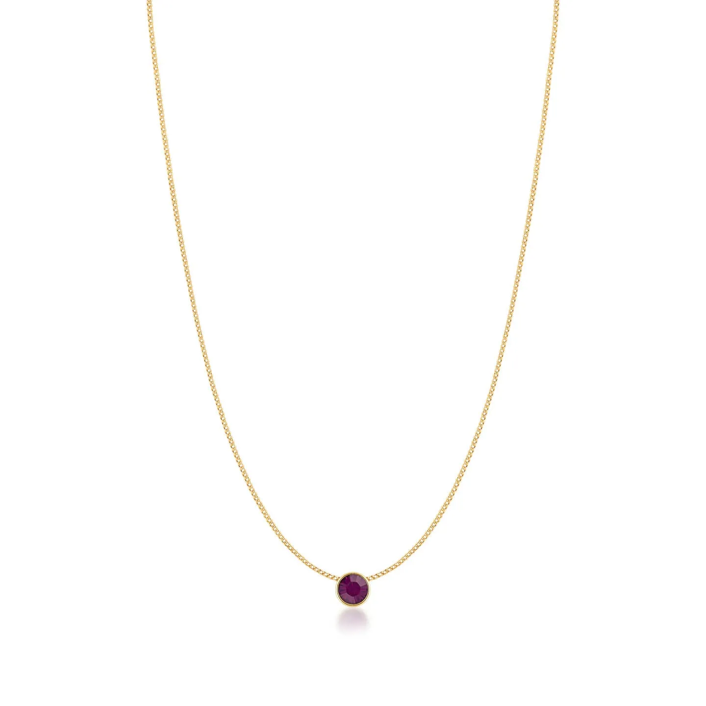 Harley Small Pendant Necklace with Purple Amethyst Round Crystals from Swarovski Gold Plated