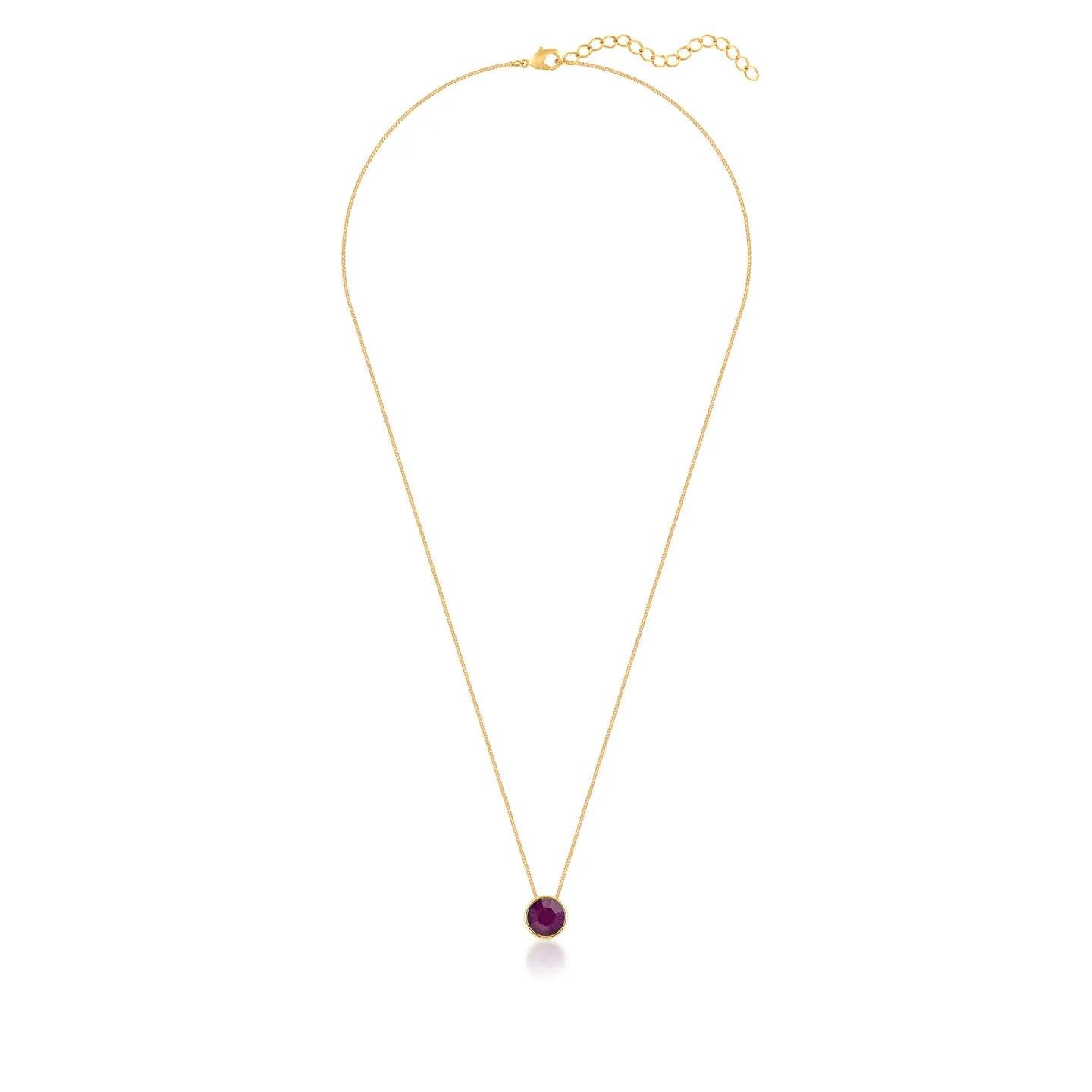 Harley Small Pendant Necklace with Purple Amethyst Round Crystals from Swarovski Gold Plated
