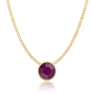 Harley Small Pendant Necklace with Purple Amethyst Round Crystals from Swarovski Gold Plated