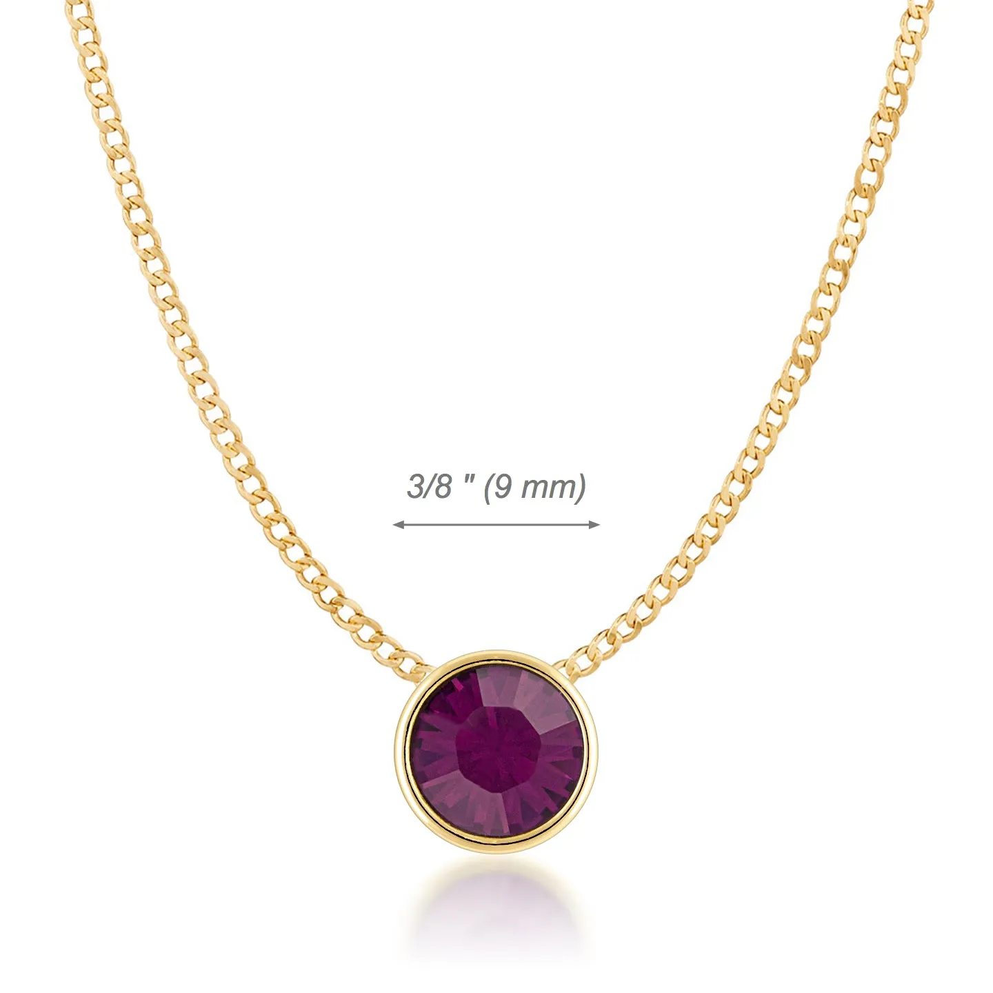Harley Small Pendant Necklace with Purple Amethyst Round Crystals from Swarovski Gold Plated