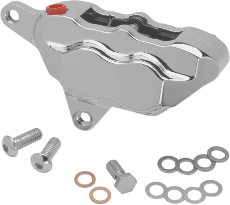 Hawg Halters Inc FKDDCC550 4 Piston Dual Disc Front Brake Caliper Kit - Chrome