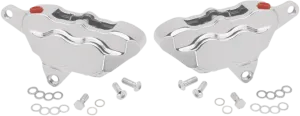 Hawg Halters Inc FKDDCC550 4 Piston Dual Disc Front Brake Caliper Kit - Chrome