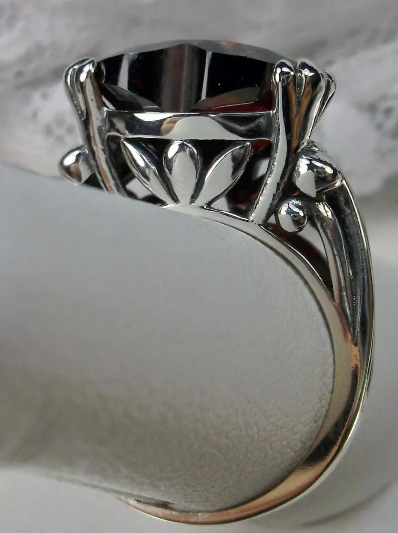 Heart Ring, Red Garnet CZ or Simulated Ruby Gem, Art Deco Jewelry #D213